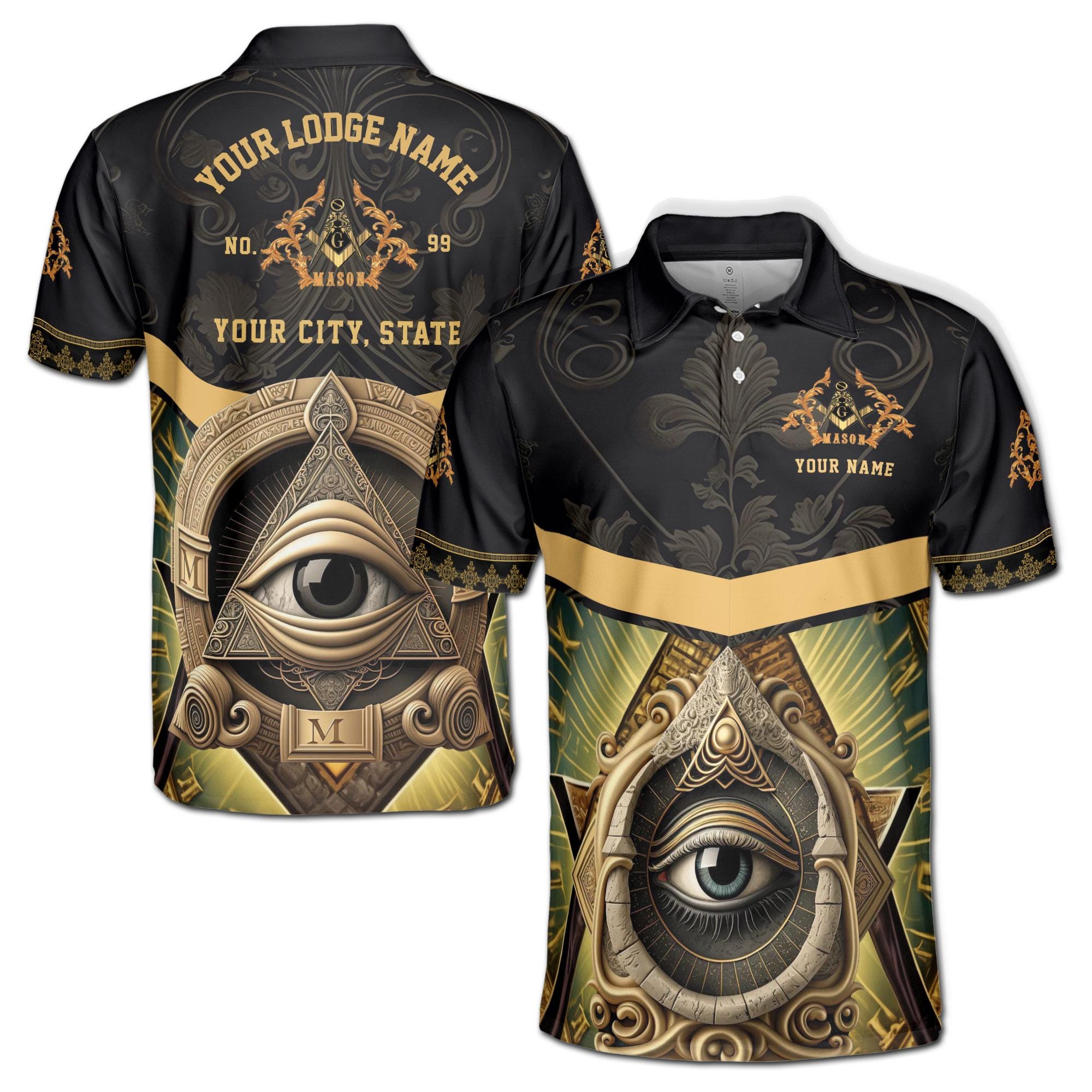 Personalized Master Mason Freemasonry All Seeing Eye Men's Polo Shirt
