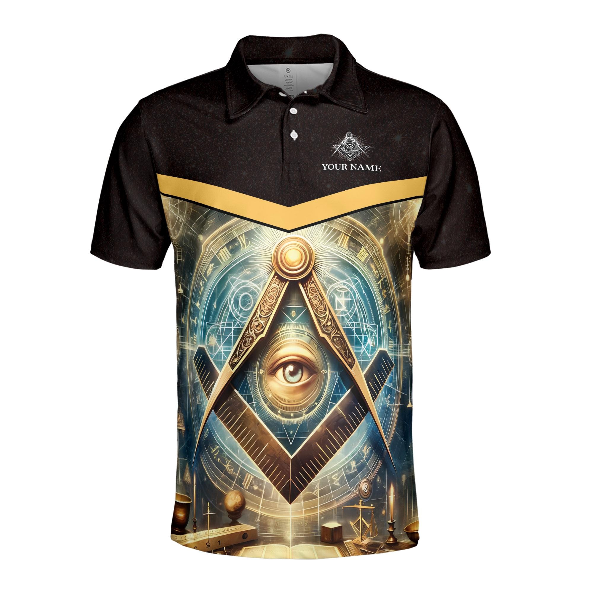 Alternative view of Personalized Master Mason Freemasonry Mystic Men's Polo Shirt
