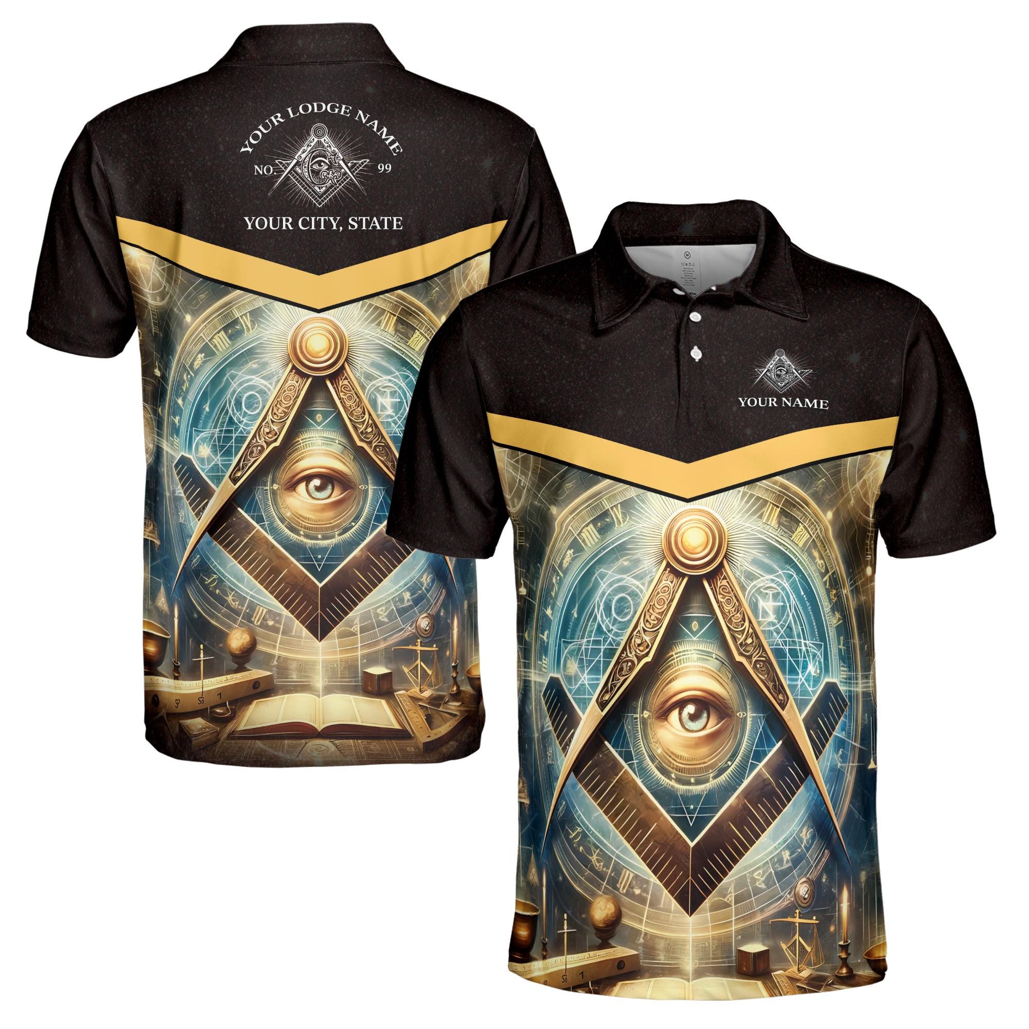 Personalized Master Mason Freemasonry Mystic Men's Polo Shirt