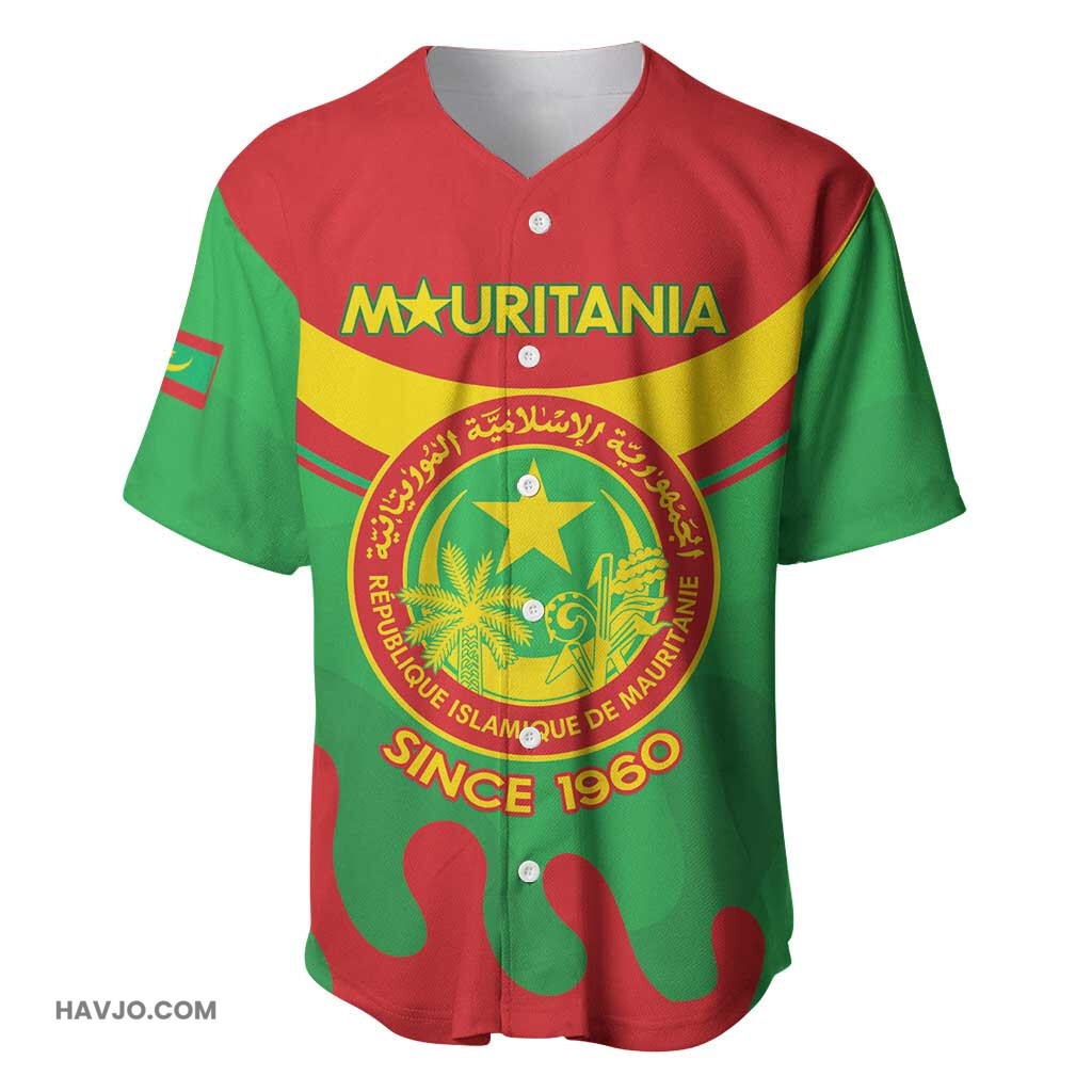 Personalized Mauritania Map Flag Independence Day 1960 Baseball Jersey