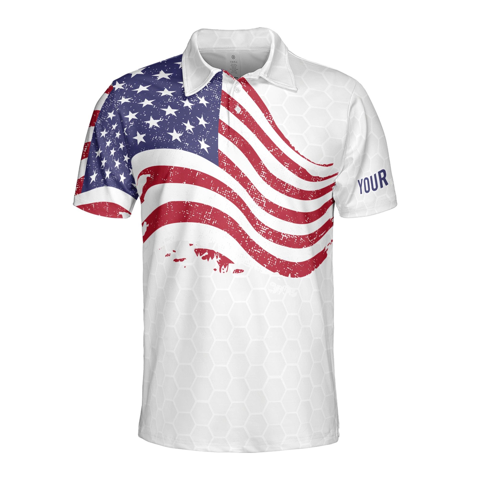 Alternative view of Personalized Men's Golf Polo Shirt, American Flag Patriotic All Balls Matter Design