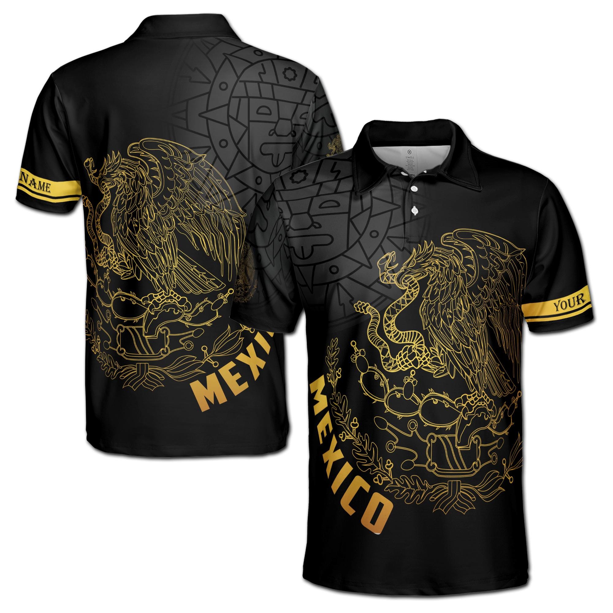 Personalized Mexico Tribal Aztec Eagle Coat of Arms Men's Polo Shirt