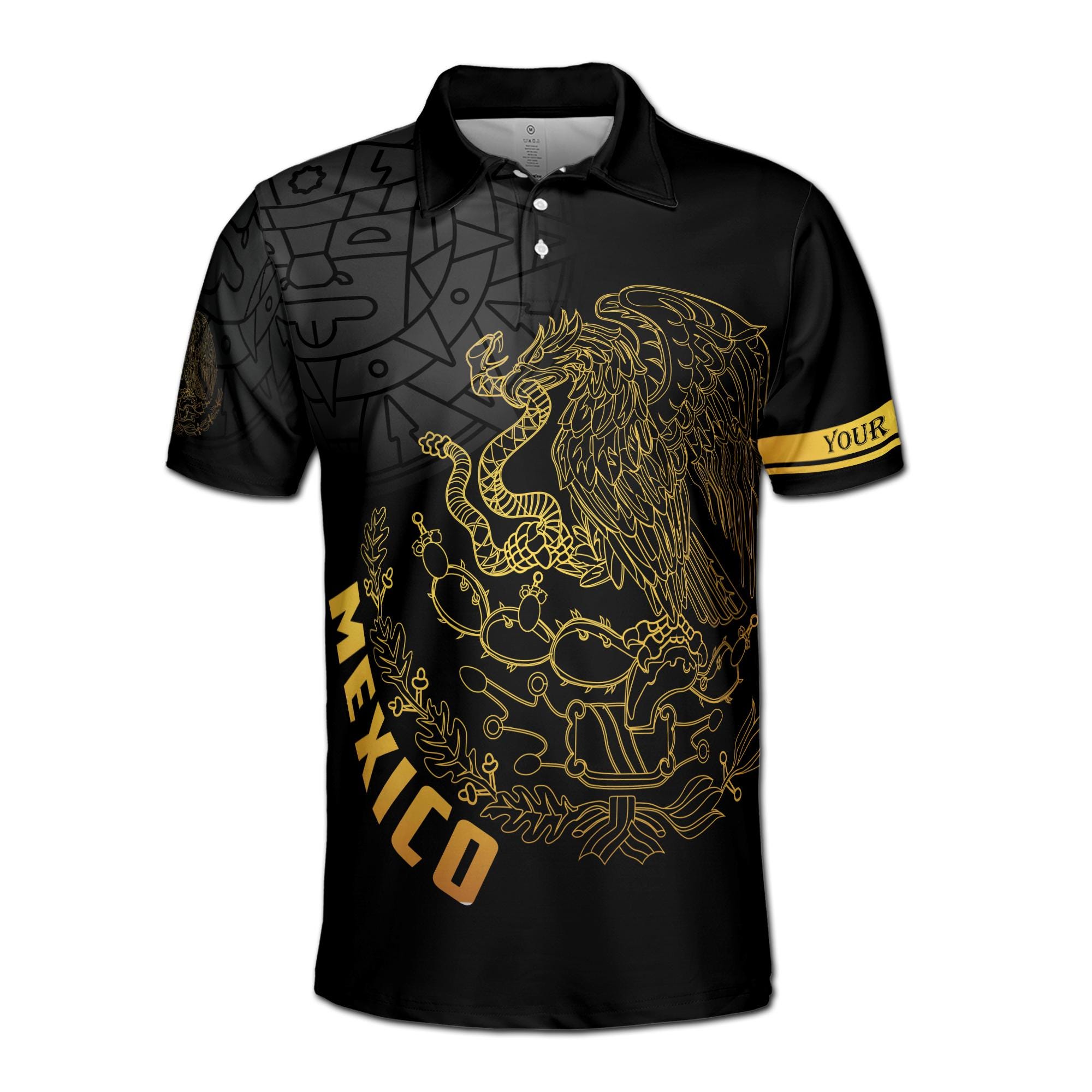 Alternative view of Personalized Mexico Tribal Aztec Eagle Coat of Arms Men's Polo Shirt
