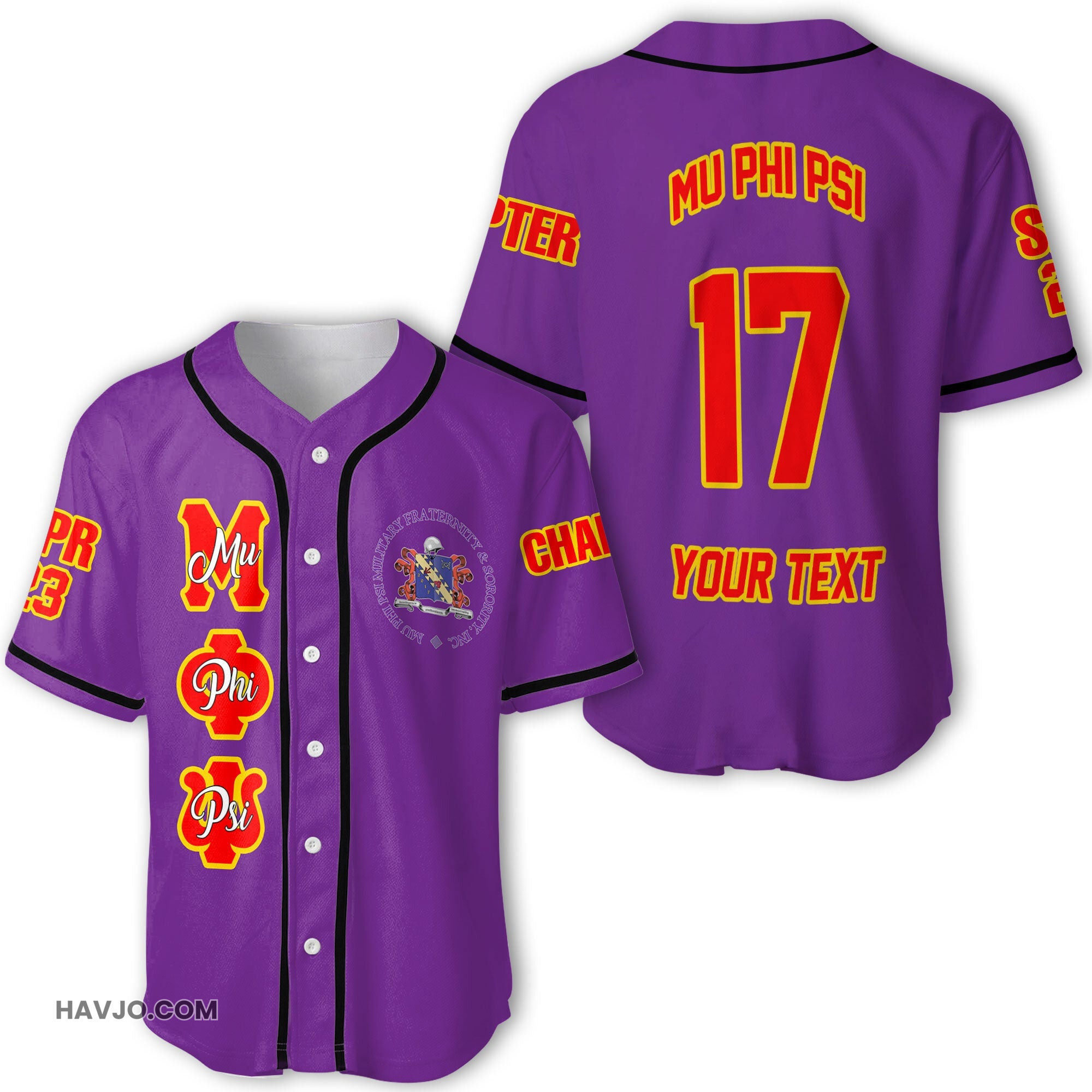 Personalized Mu Phi Psi Original Purple Style Baseball Jersey