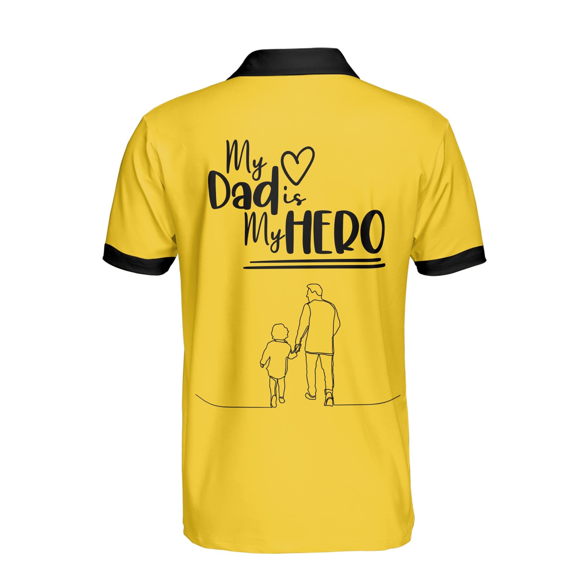 Personalized 'My Dad Is My Hero' Yellow Men's Polo Shirt - Image 3
