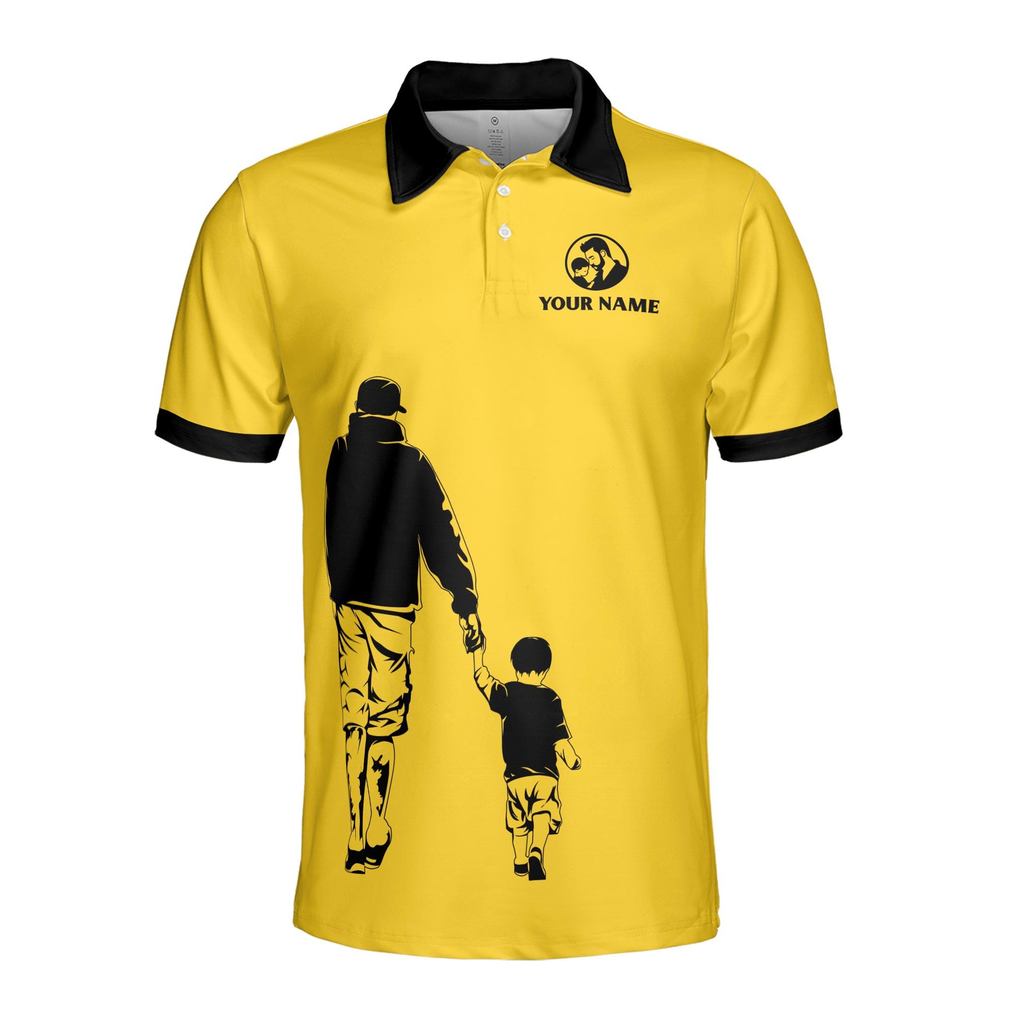 Alternative view of Personalized 'My Dad Is My Hero' Yellow Men's Polo Shirt