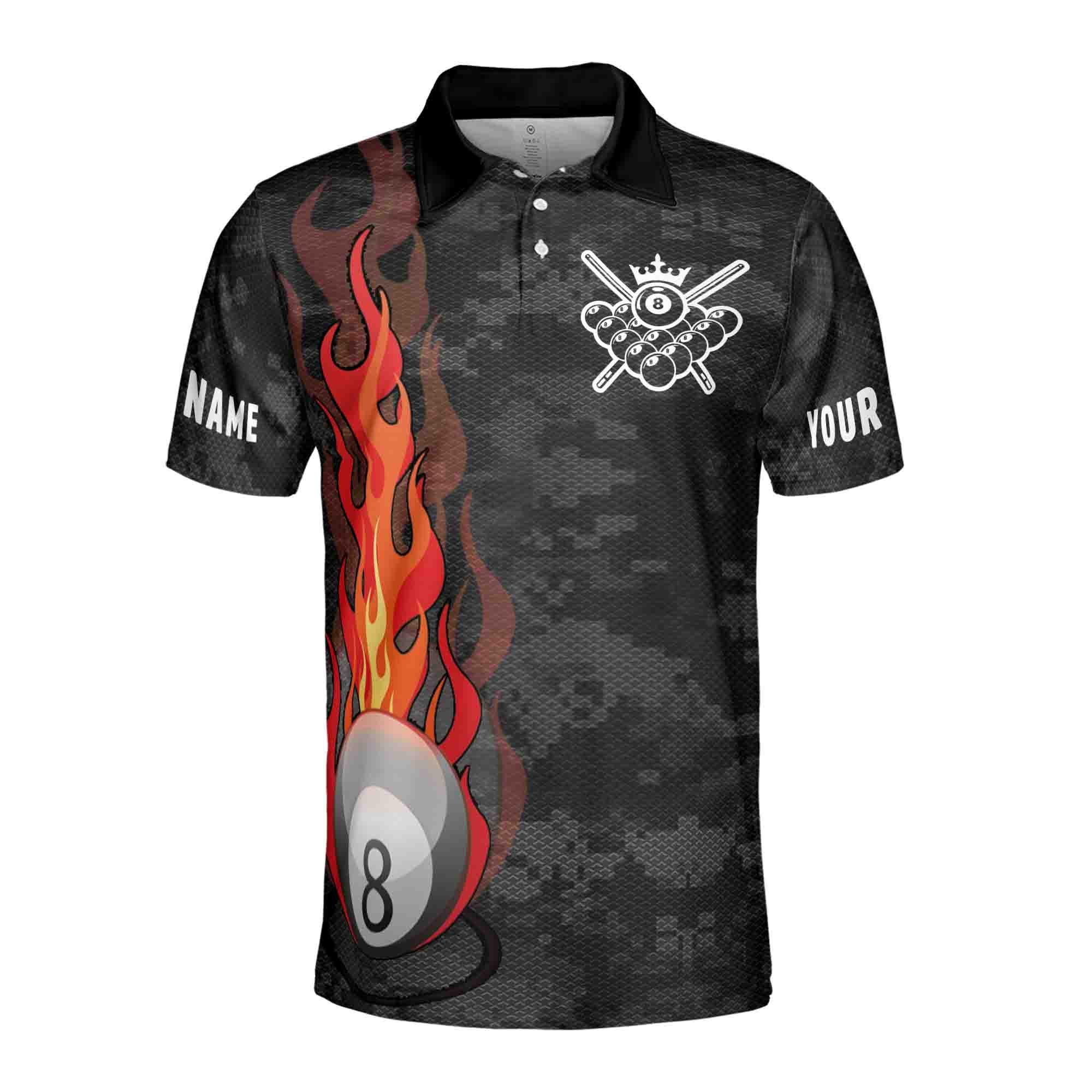 Alternative view of Personalized Name 8 Balls Billiard American Eagles 3D Polo Shirt Size