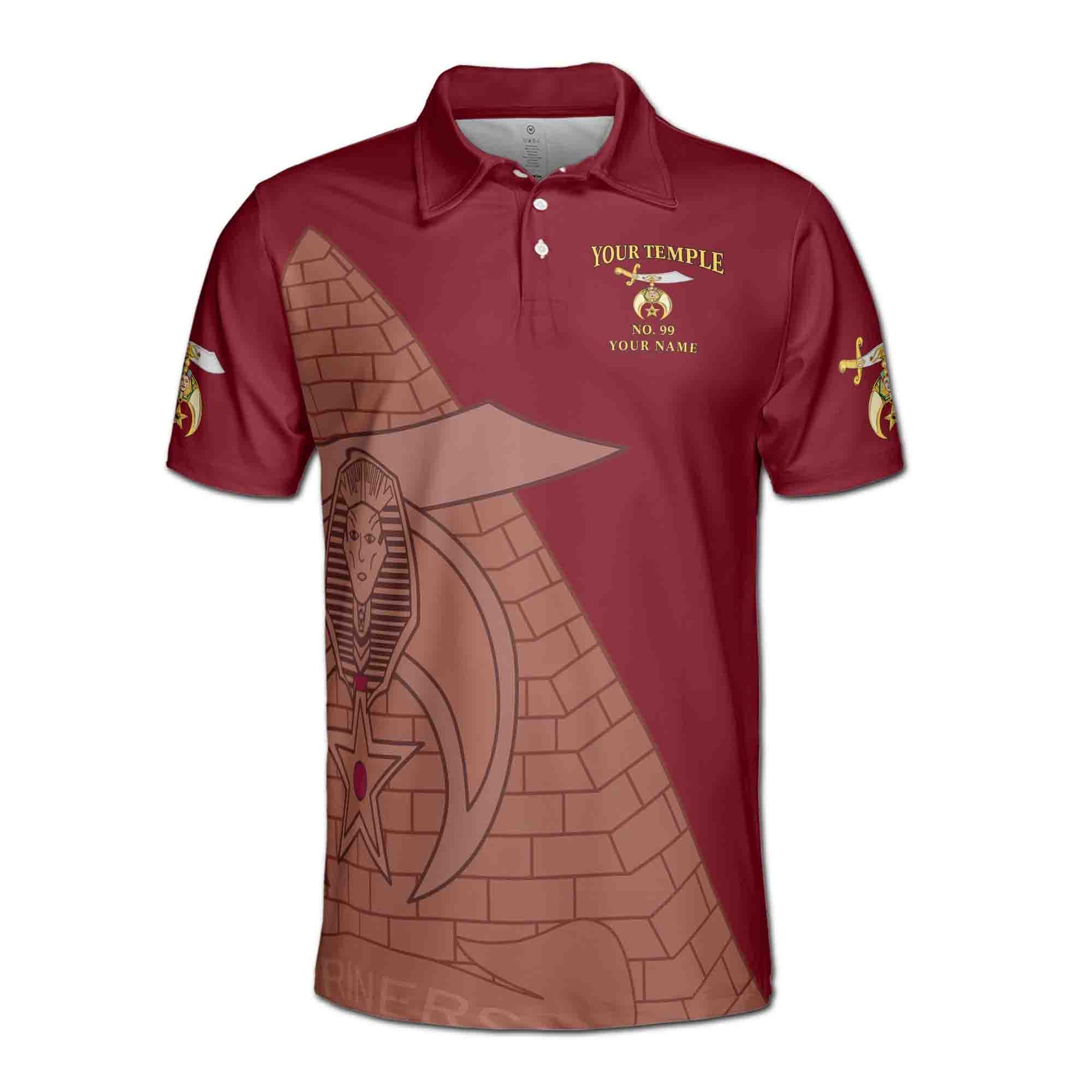 Alternative view of Personalized Name and Temple Shriners Noble Ancient Men's Polo Shirt