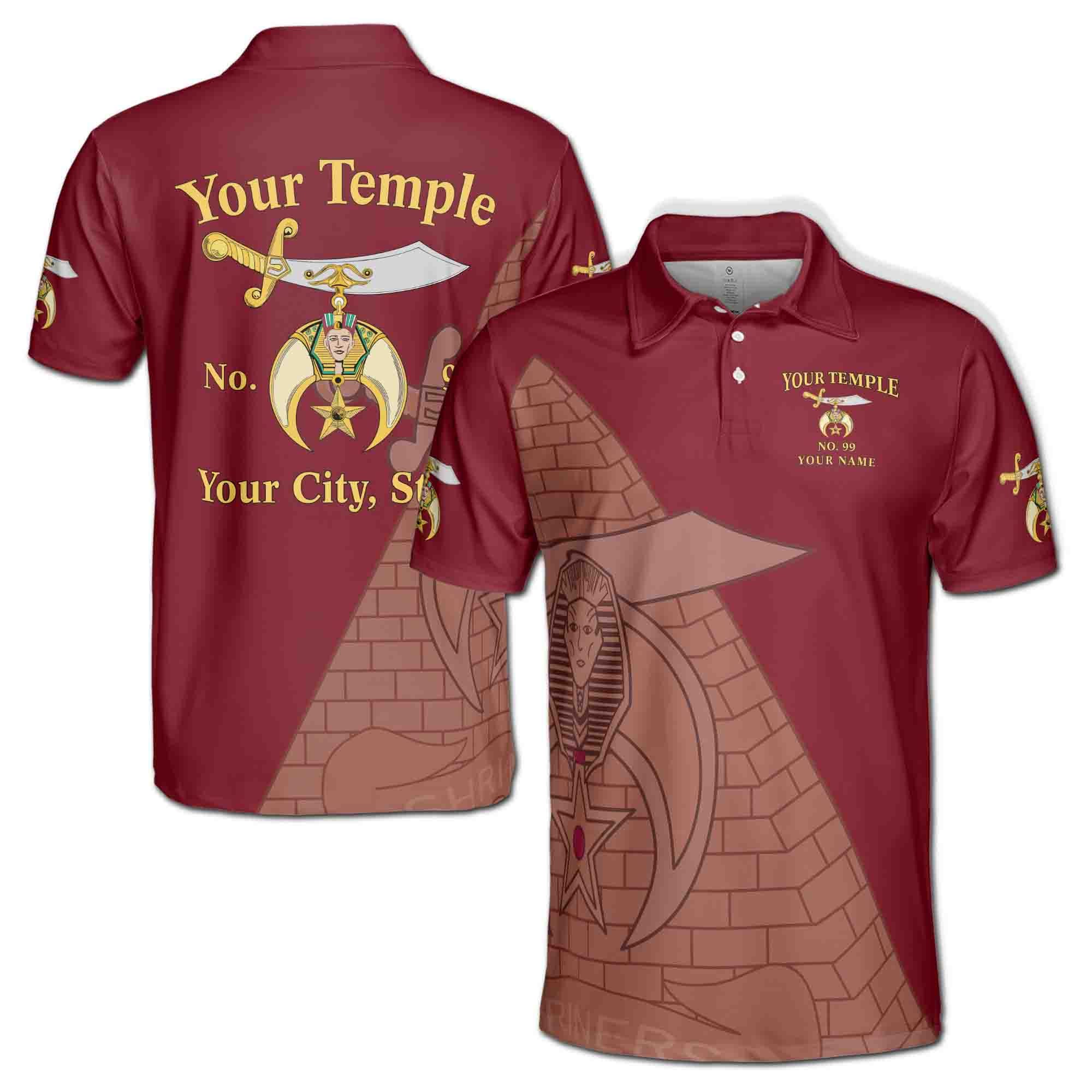 Personalized Name and Temple Shriners Noble Ancient Men's Polo Shirt