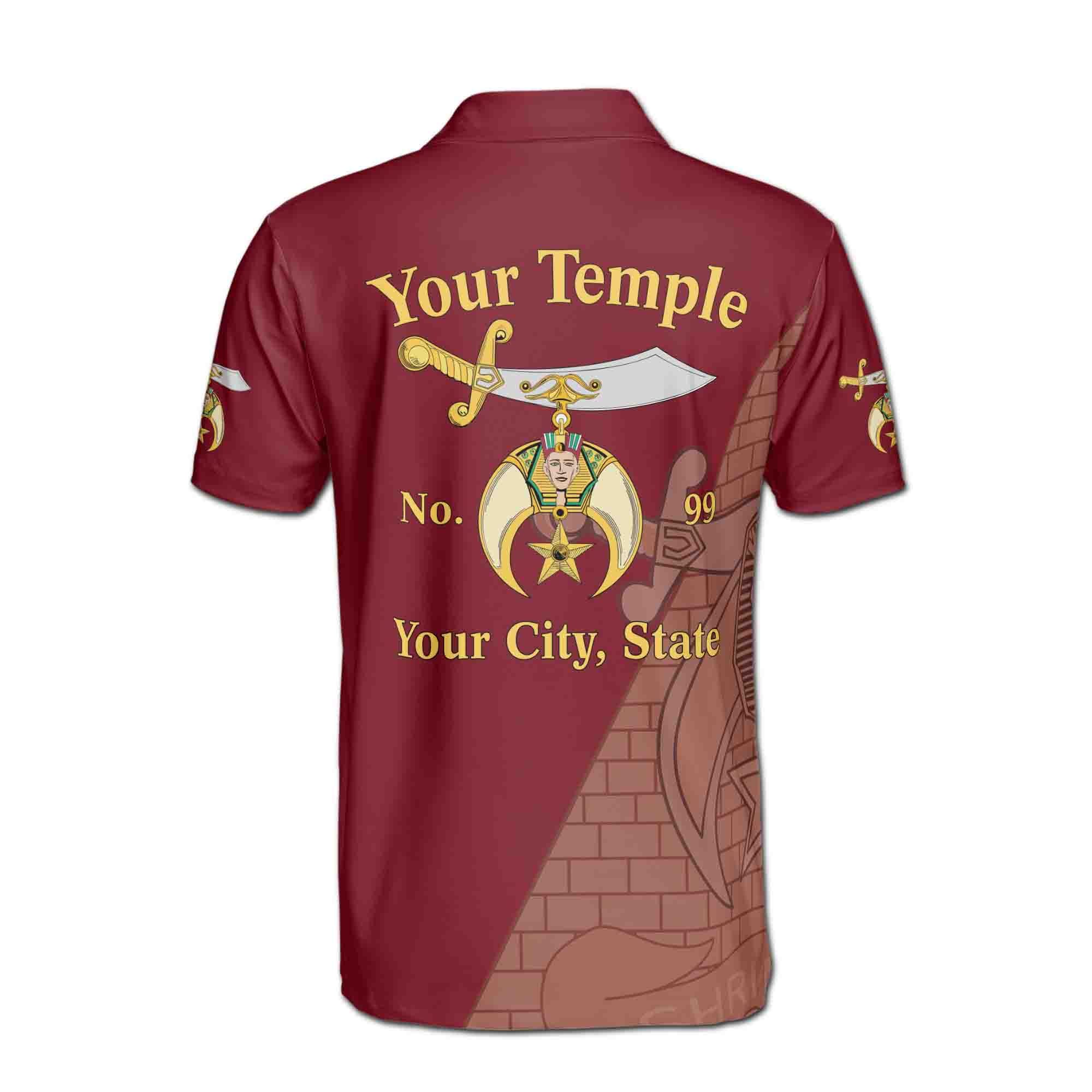Personalized Name and Temple Shriners Noble Ancient Men's Polo Shirt - Image 3