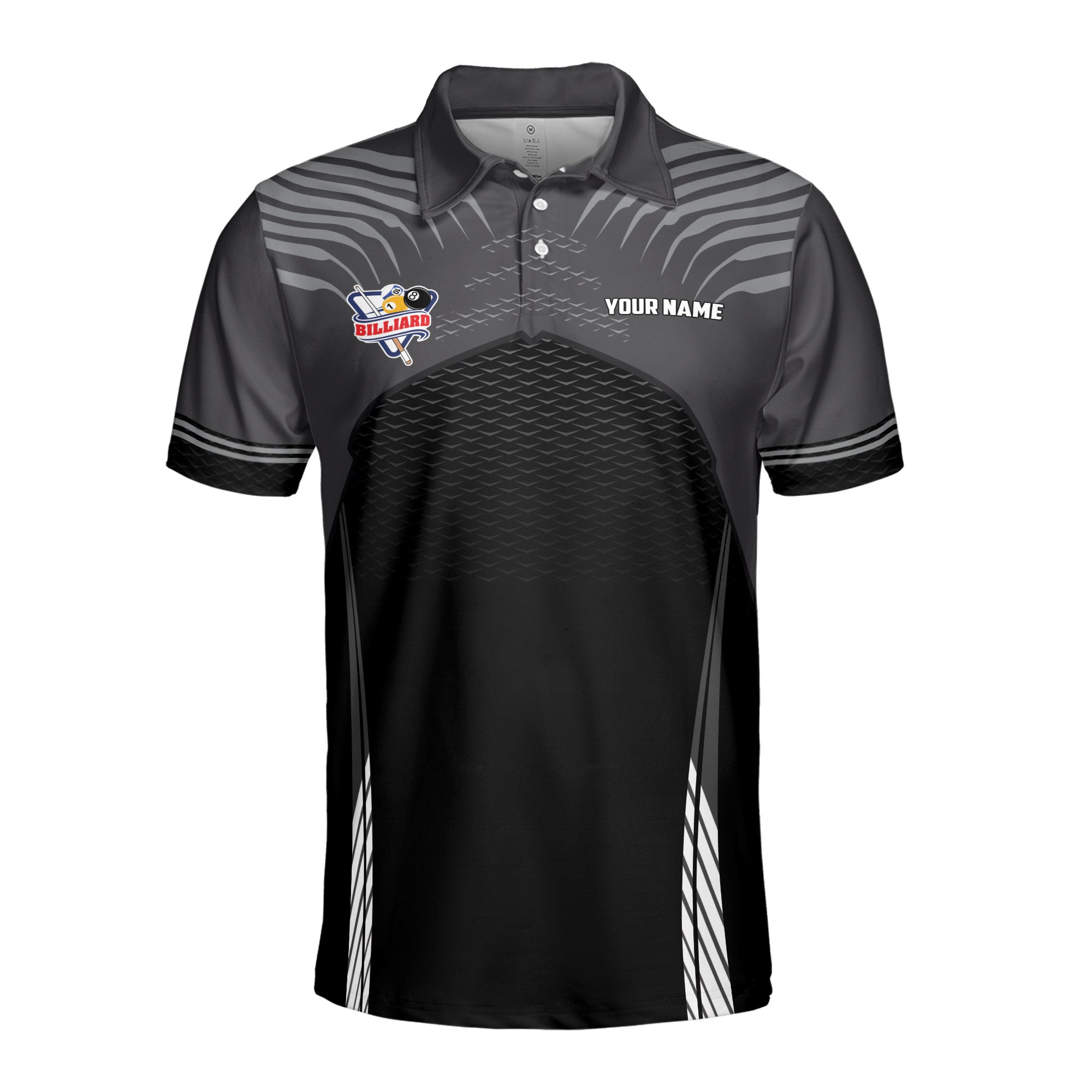 Alternative view of Personalized Name Billiard Club Billiard Player Men's Polo Shirt