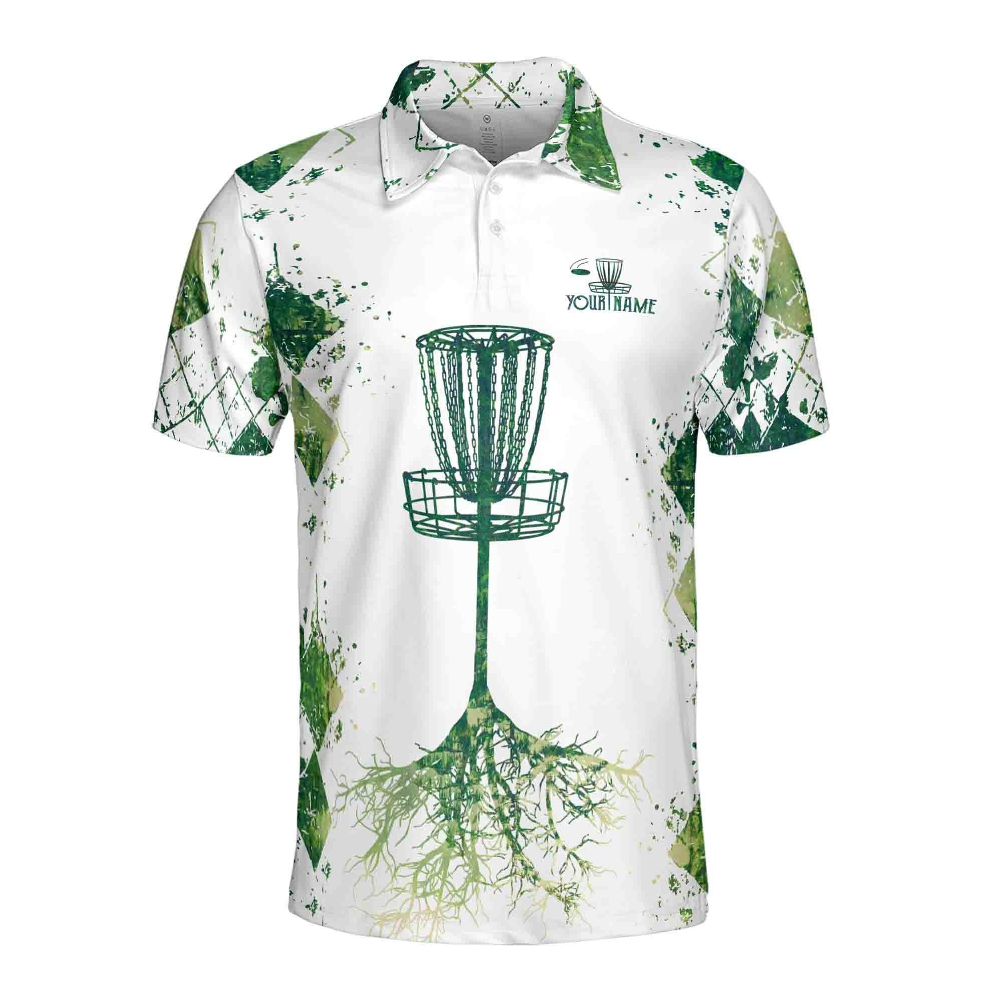 Alternative view of Personalized Name Disc Golf Men's Polo Shirt: Funny Big Discs Design