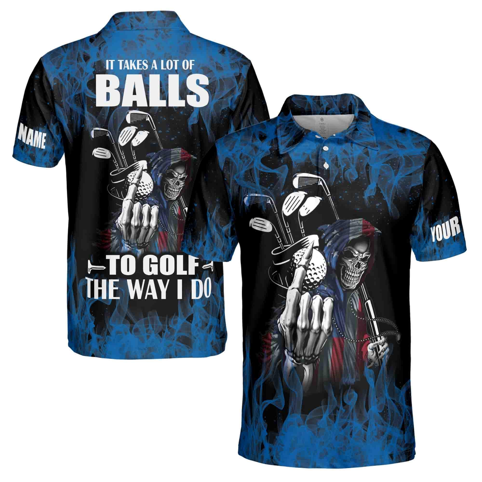 Alternative view of Personalized Name Flame Skull Golf The Way I Do Men's Polo Shirt