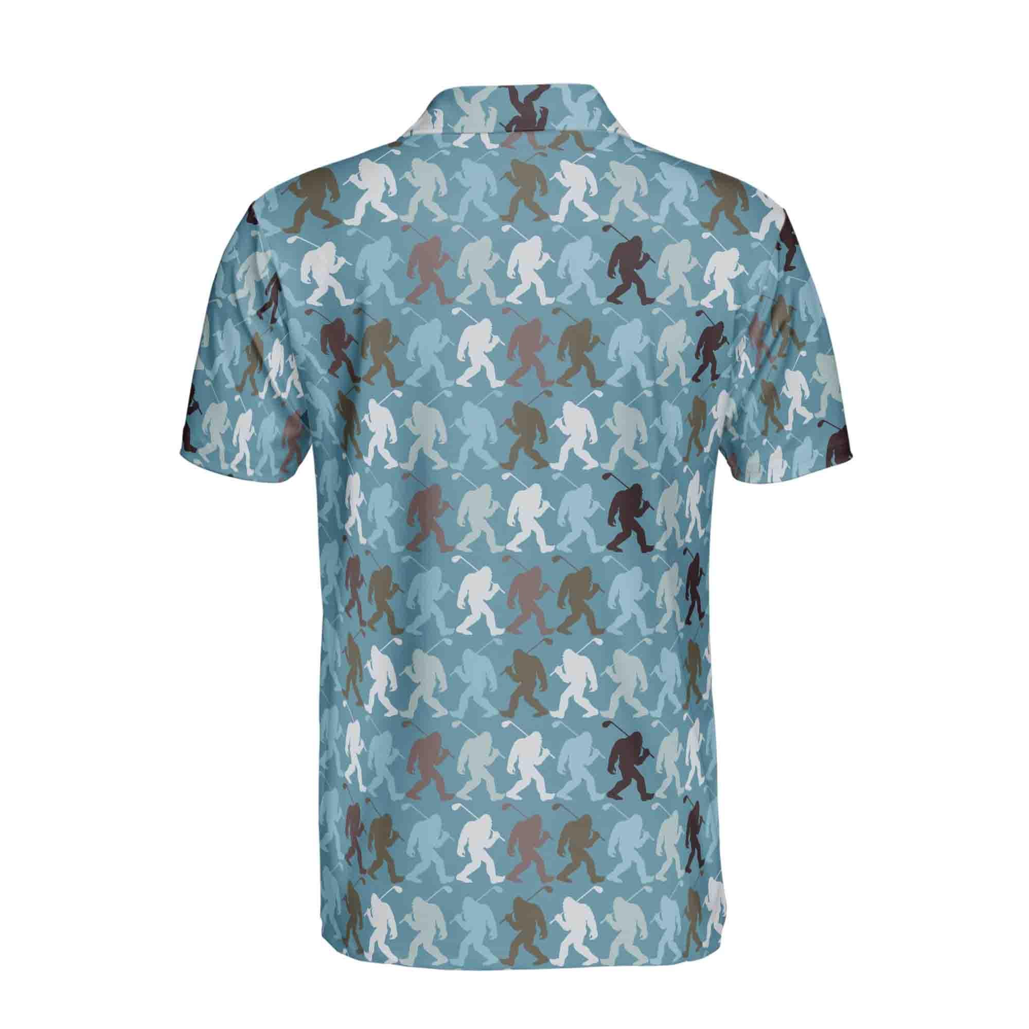 Personalized Name Funny Bigfoot Silhouette Golf Men's Polo Shirt, Golfer Jersey Gift - Image 3