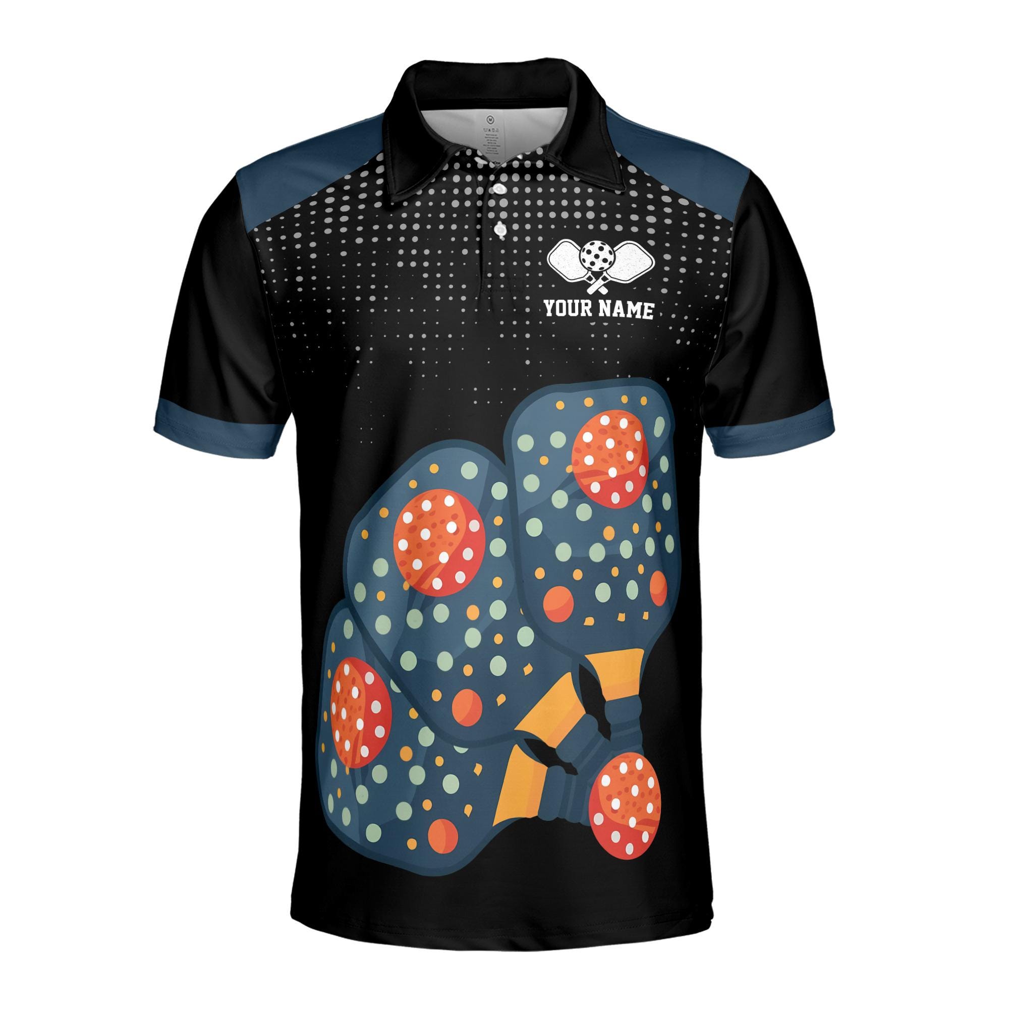 Alternative view of Personalized Name Funny Colorful Pickleball Team Personalized Men's Polo Shirt