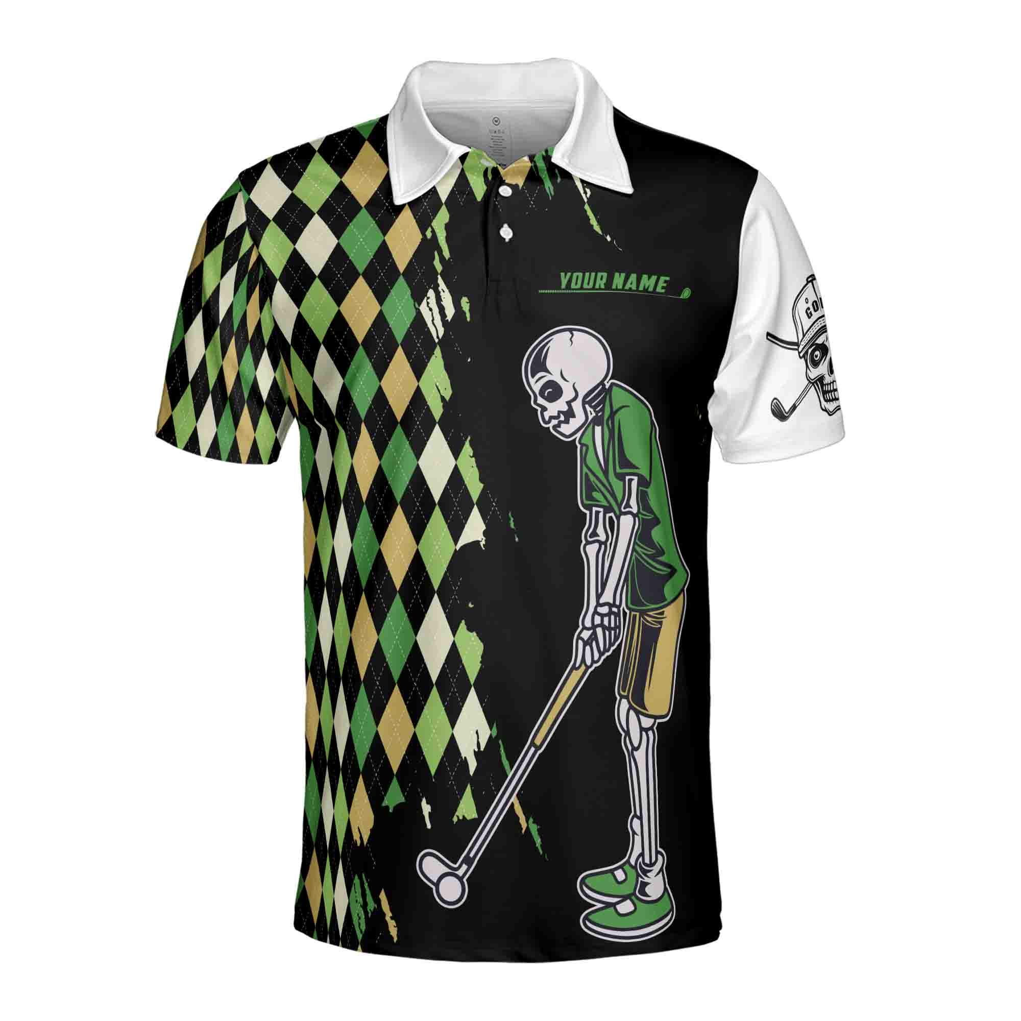Personalized Name Funny Golf Zombie Argile Men's Polo Shirt