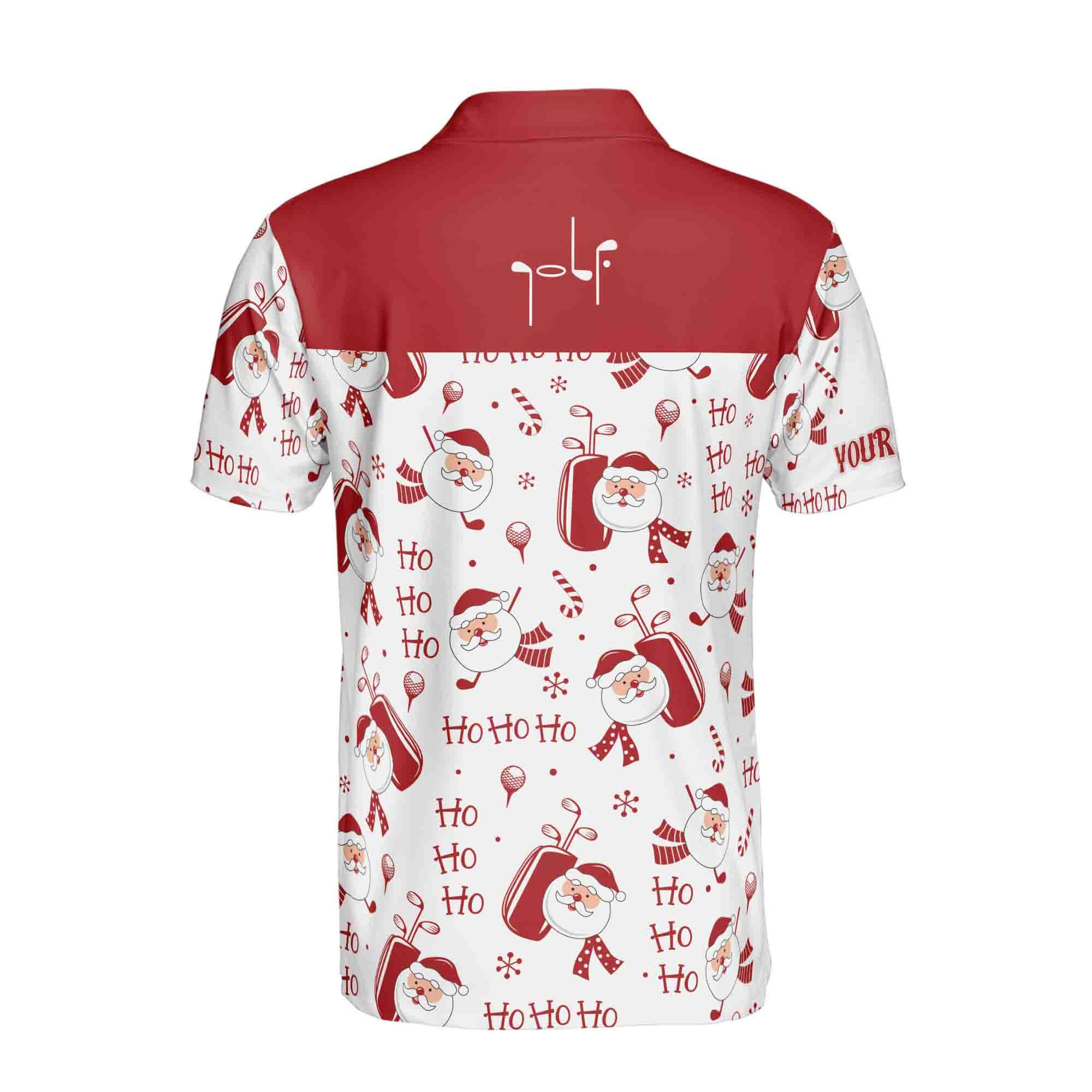 Personalized Name Funny Santa Golf Men's Polo Shirt, Christmas Gift for Golf Lover - Image 3