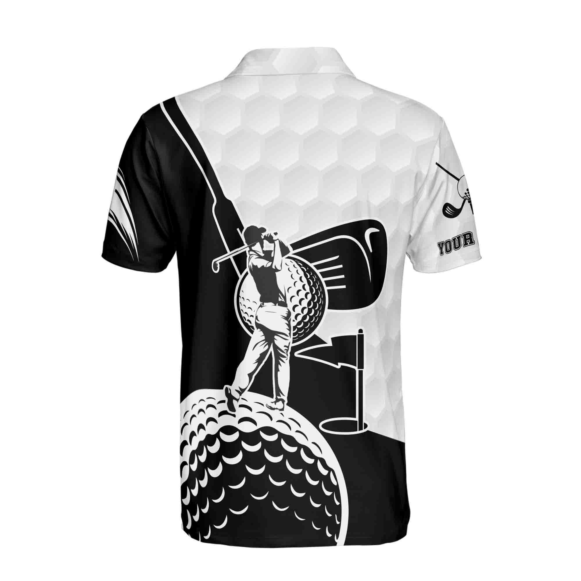 Personalized Name Golf 3D Men's Polo Shirt: Silhouette Golfer Apparel - Image 3