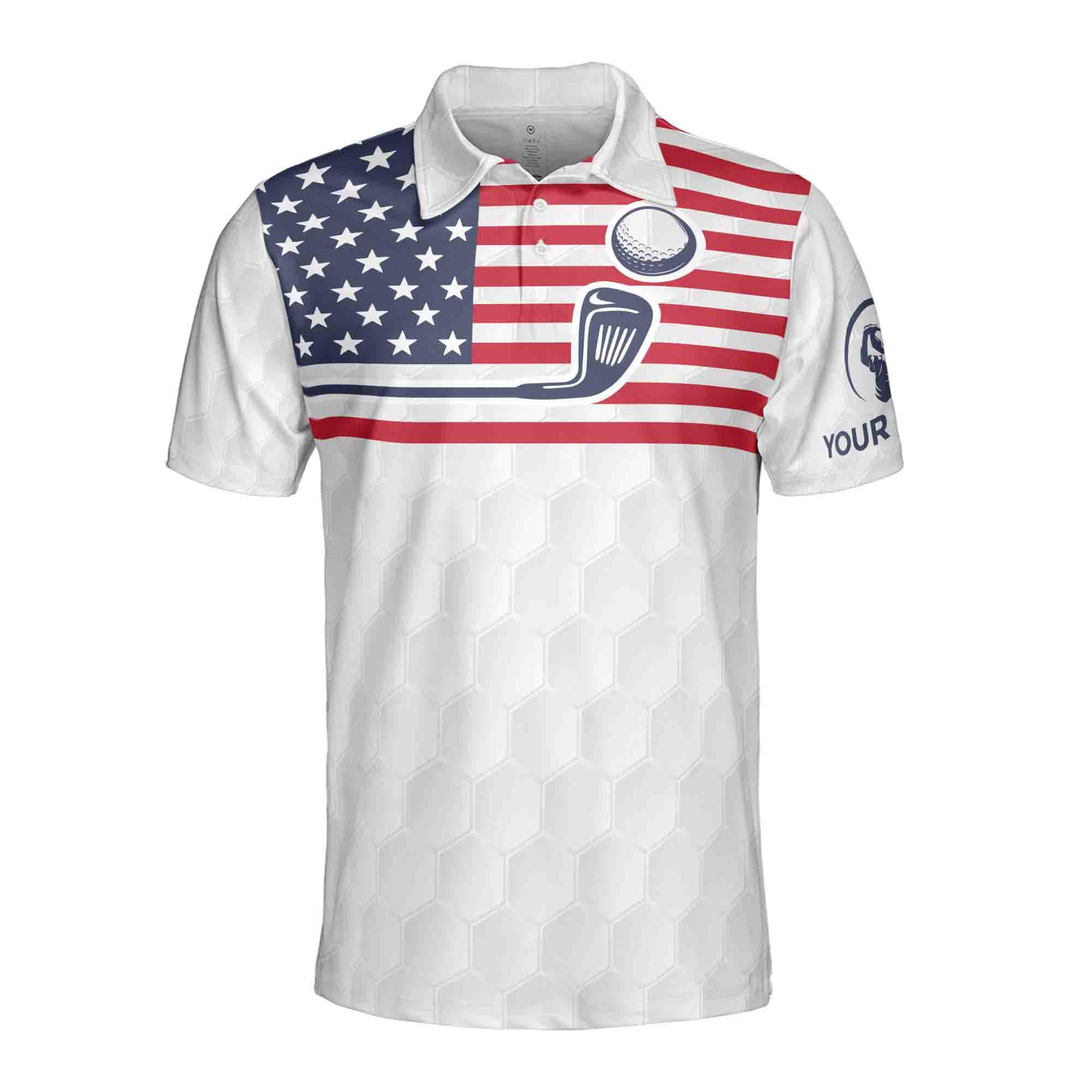 Alternative view of Personalized Name Golf American Flag Men's Polo Shirt
