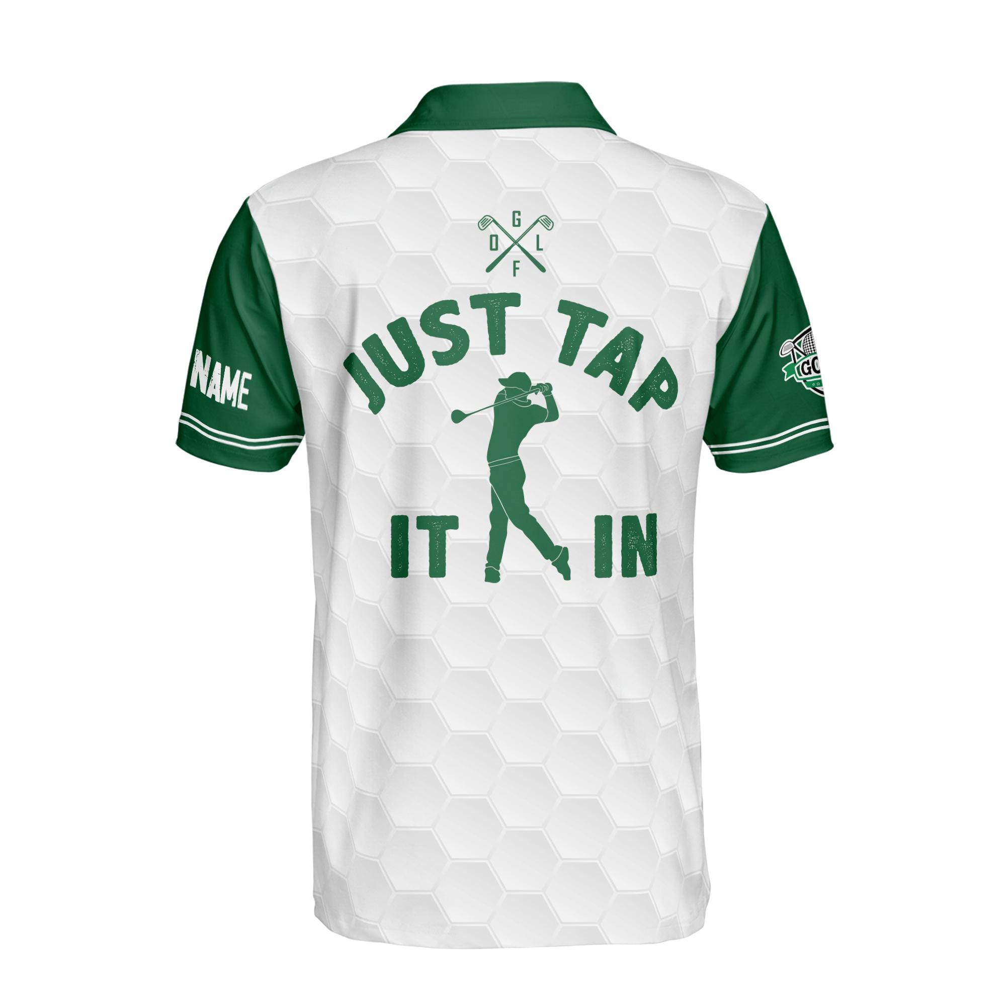 Personalized Name Golfer Argyle Color Spatter Just Tap It In Men's Polo Shirt - Image 3