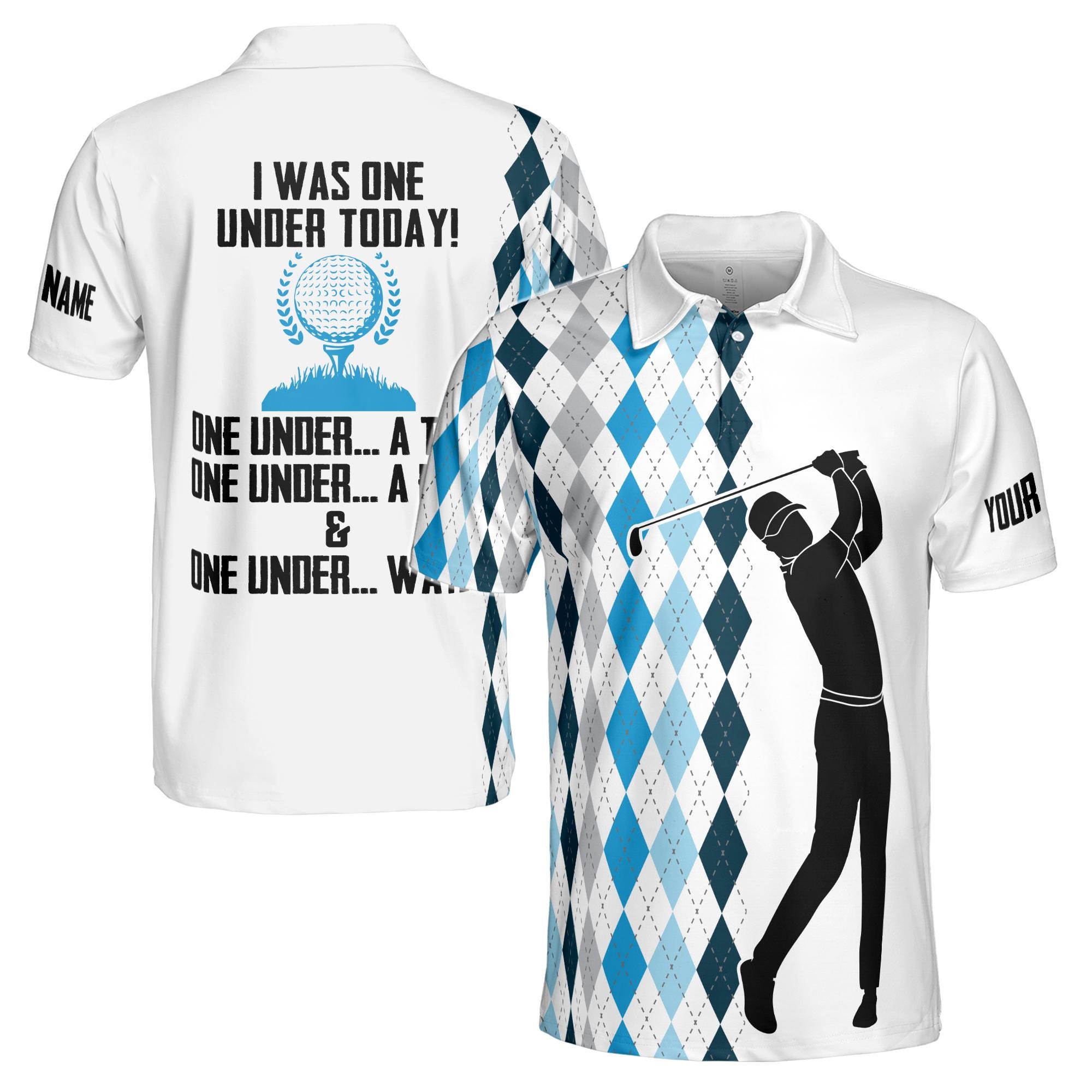 Personalized Name Golfer I Was One Under Today Men's Polo Shirt
