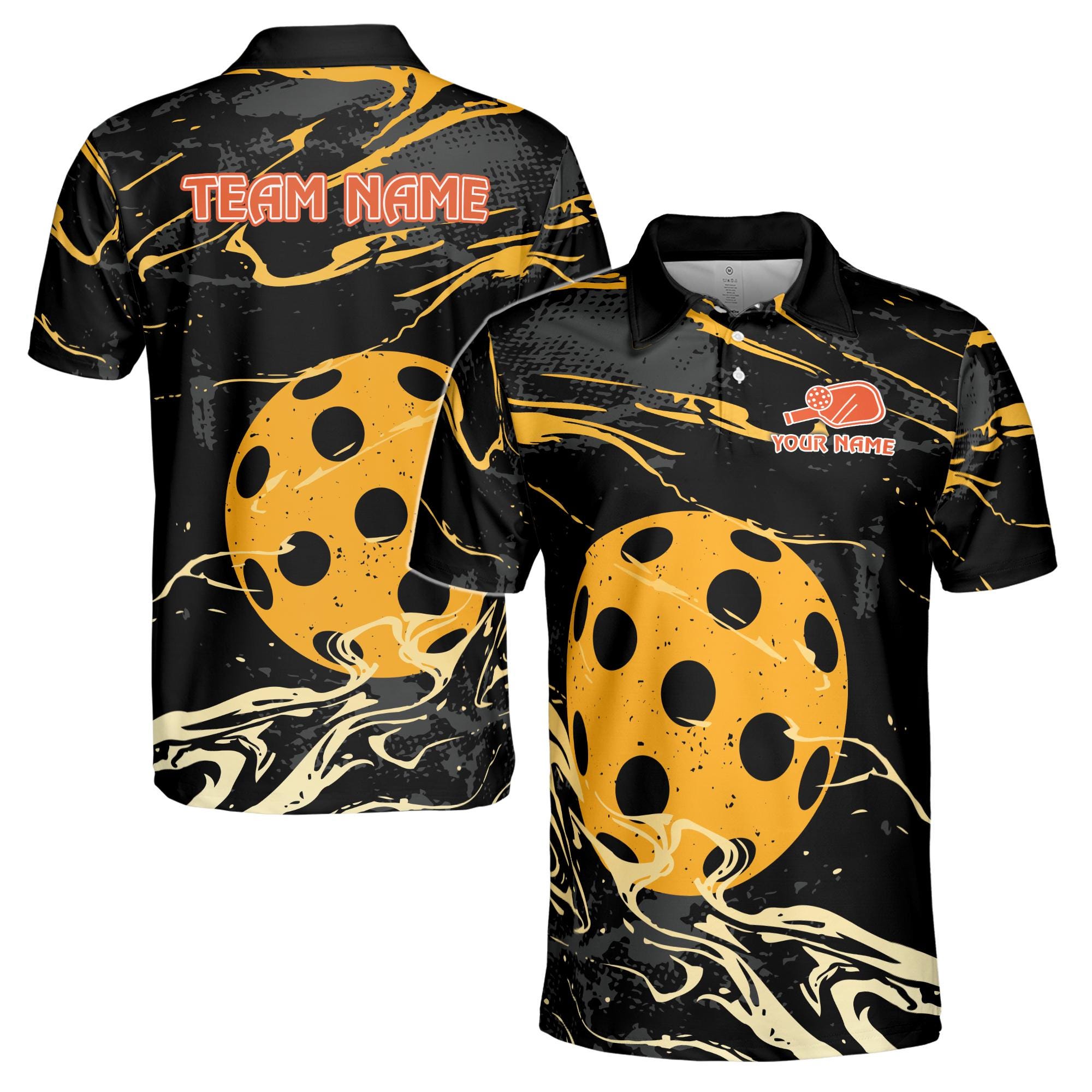 Personalized Name Grain Color Pattern Pickleball Team Men's Polo Shirt