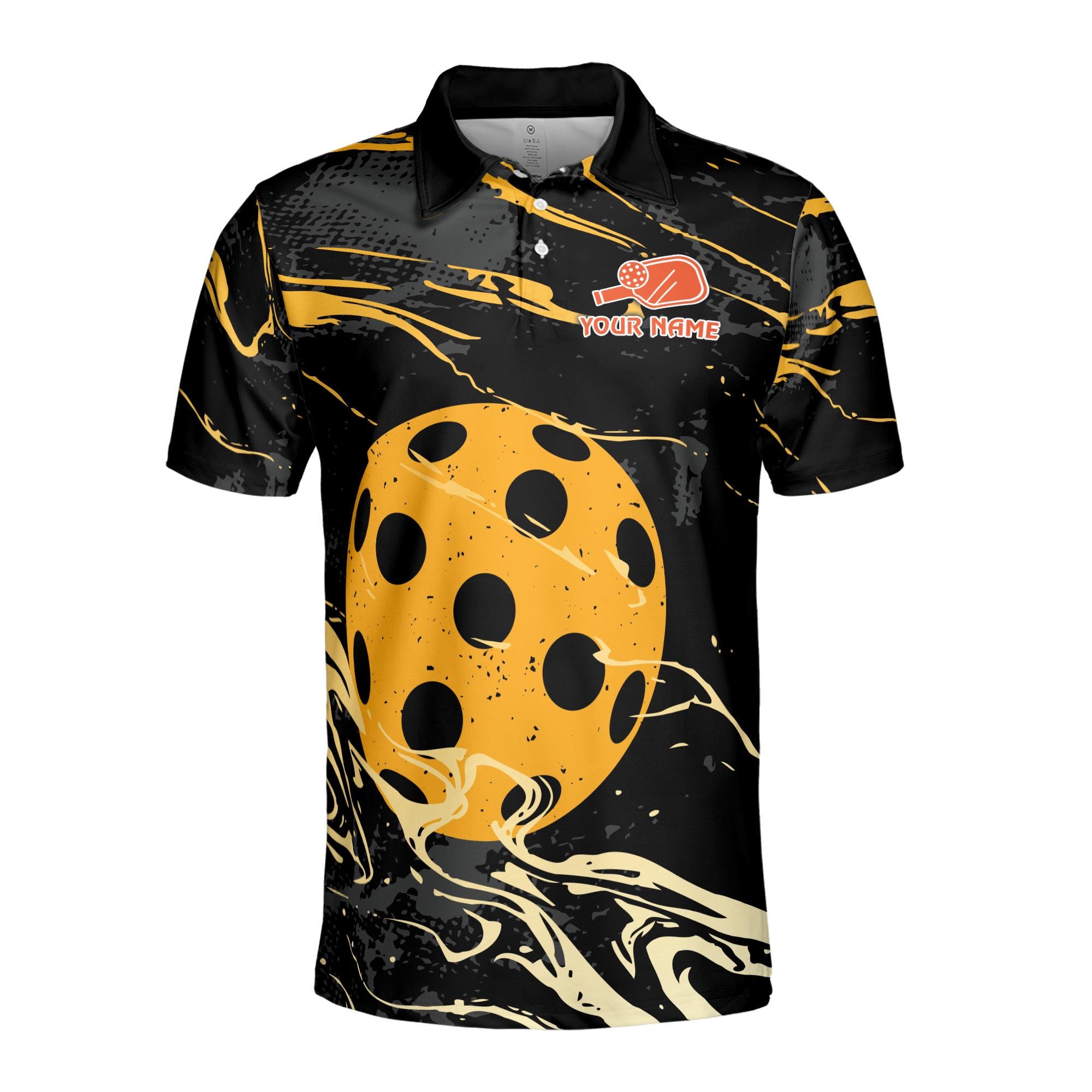 Alternative view of Personalized Name Grain Color Pattern Pickleball Team Men's Polo Shirt