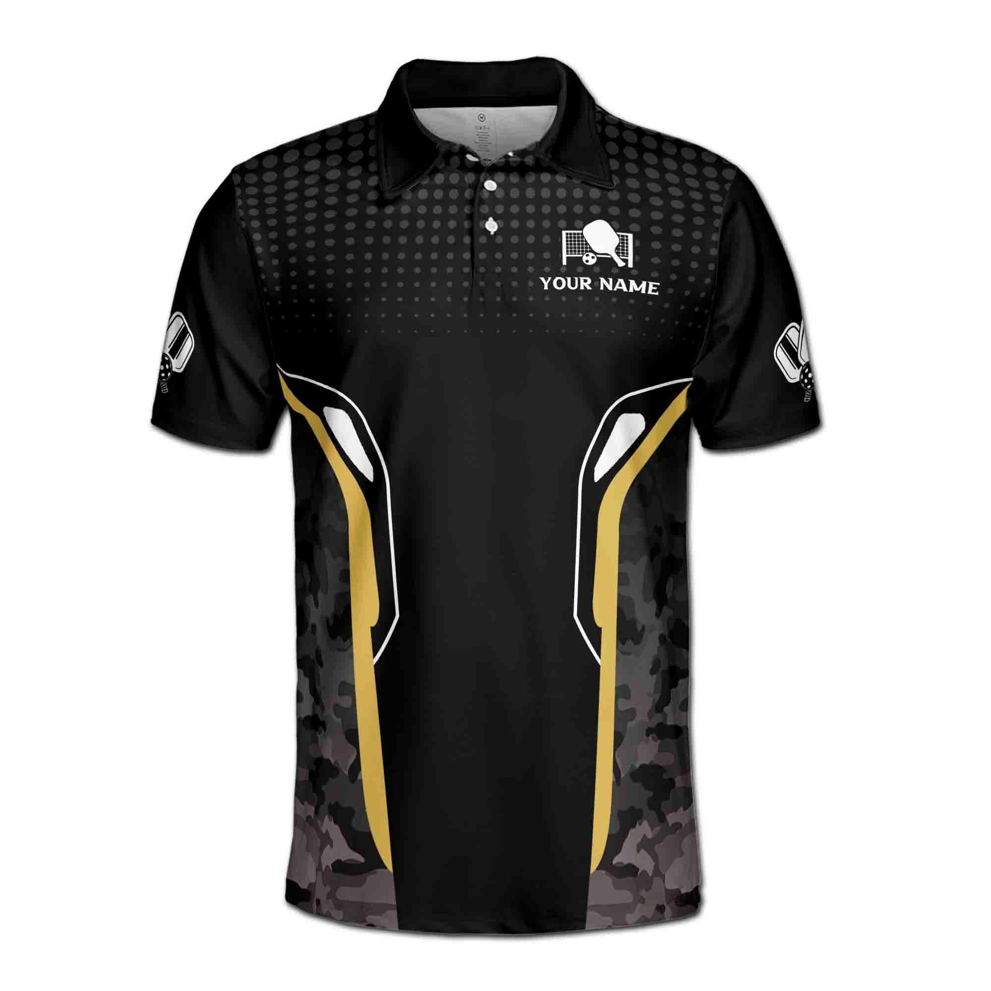 Alternative view of Personalized Name Gray Camo Pattern Pickleball Men's Polo Shirt