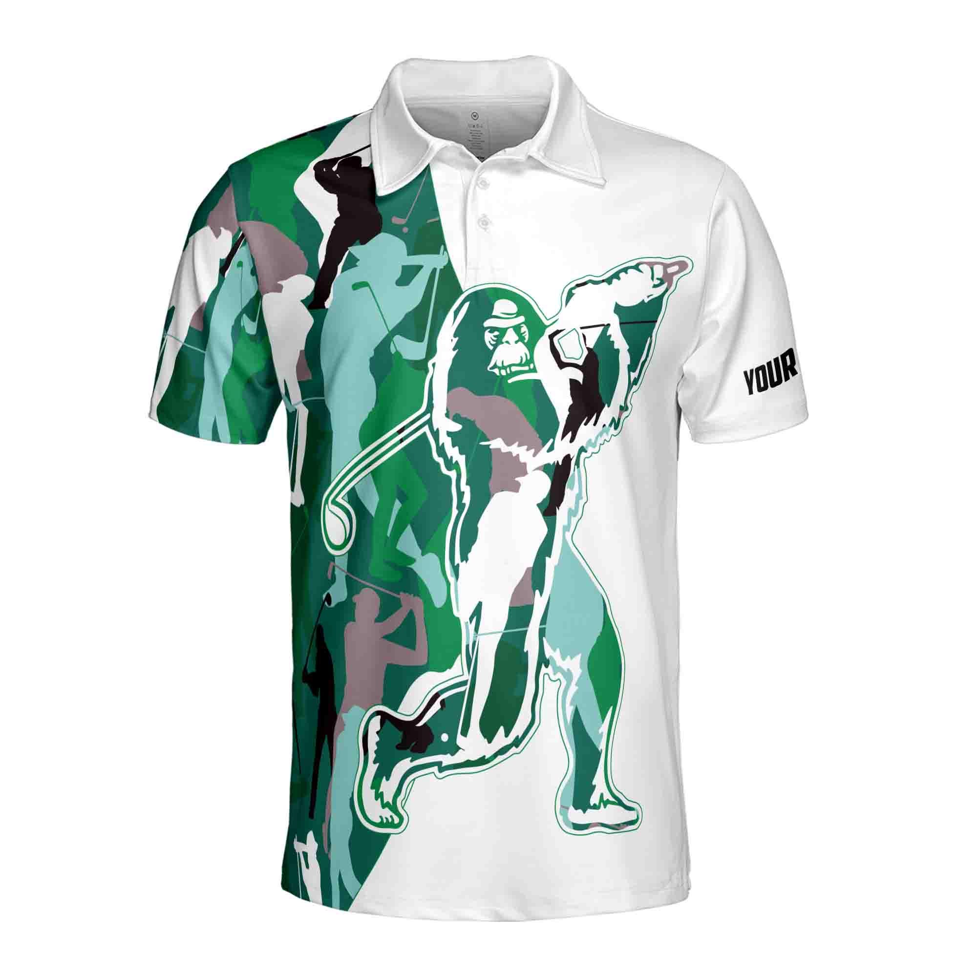 Alternative view of Personalized Name Green Camo Bigfoot Golf Men's Polo Shirt