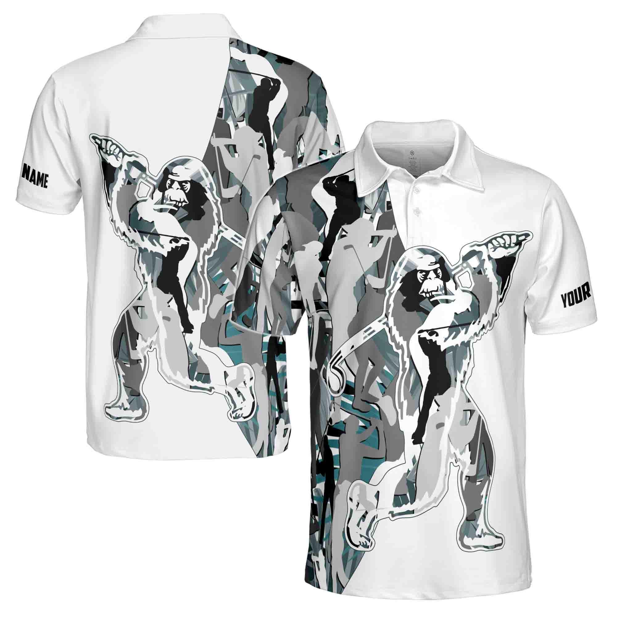 Personalized Name Grey Bigfoot Golf Men's Polo Shirt