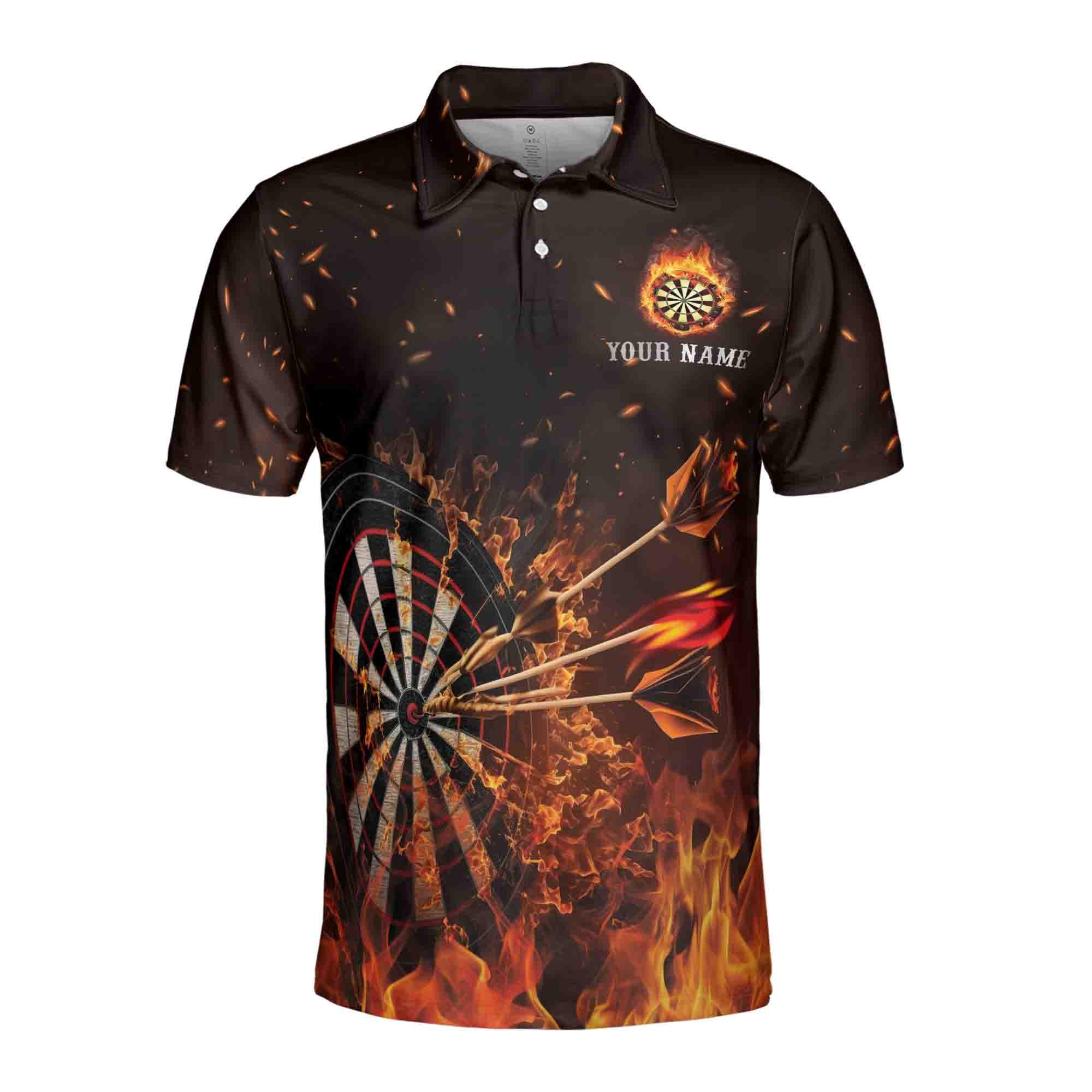 Alternative view of Personalized Name Grunge Darts Flame 3D Men's Polo Shirt Size, Darts Team Jersey