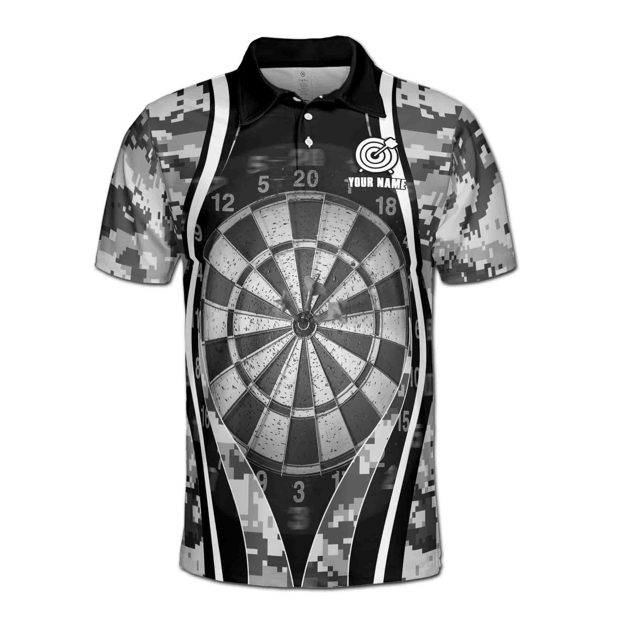Personalized Name Grunge Gray Pixel Pattern Darts And Deer Polo Men's Polo Shirt