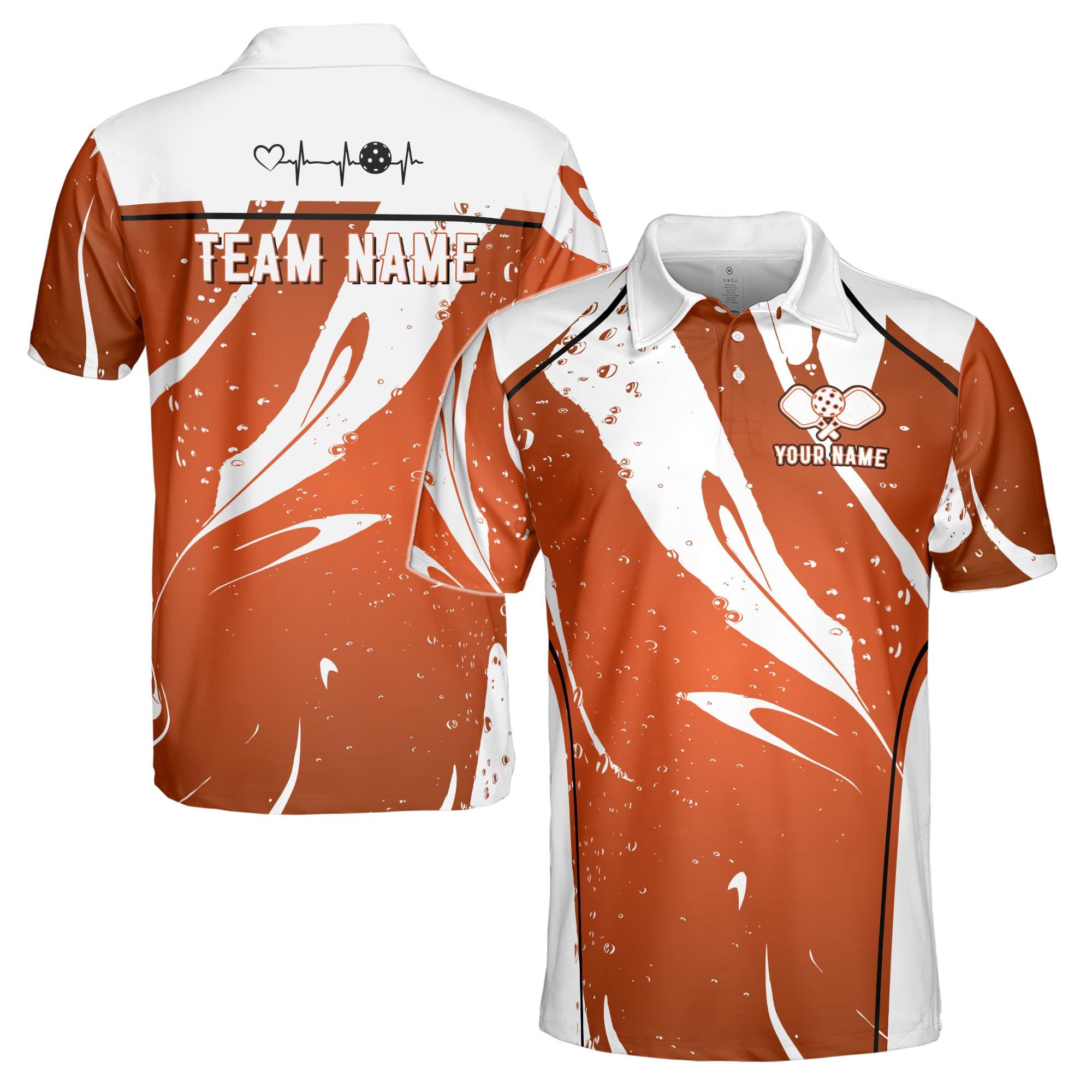 Personalized Name I Love Playing Pickleball Heartbeat Men's Polo Shirt