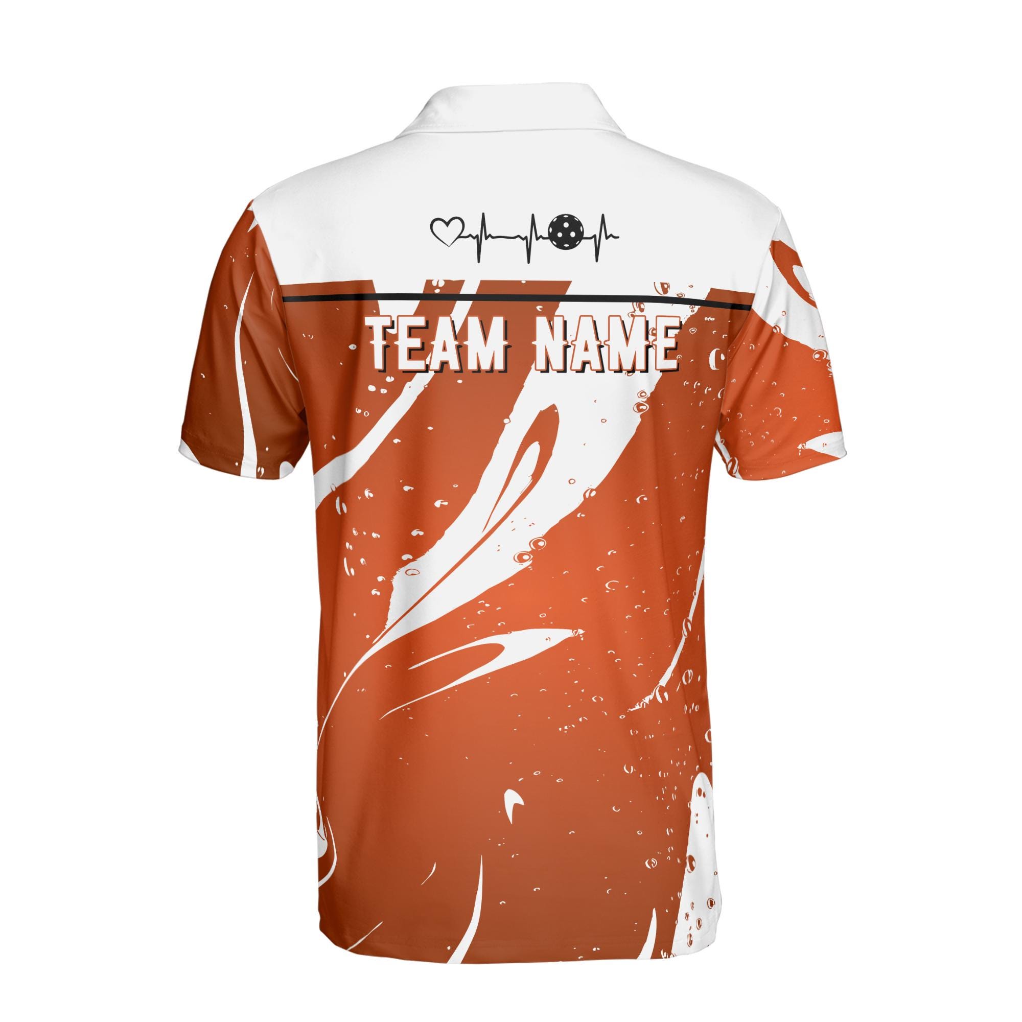 Personalized Name I Love Playing Pickleball Heartbeat Men's Polo Shirt - Image 3