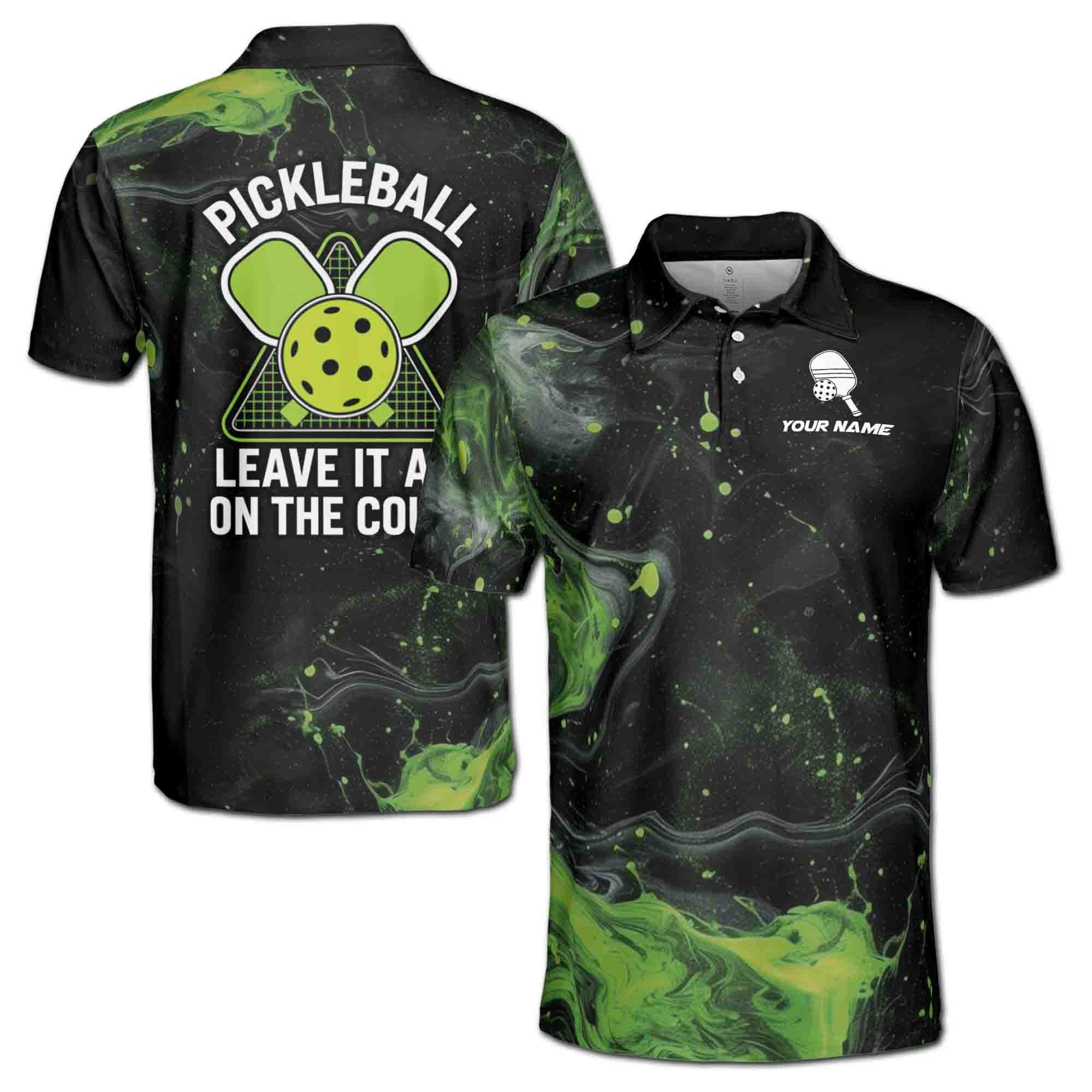 Personalized Name Leave It All On The Court Pickleball Men's Polo Shirt