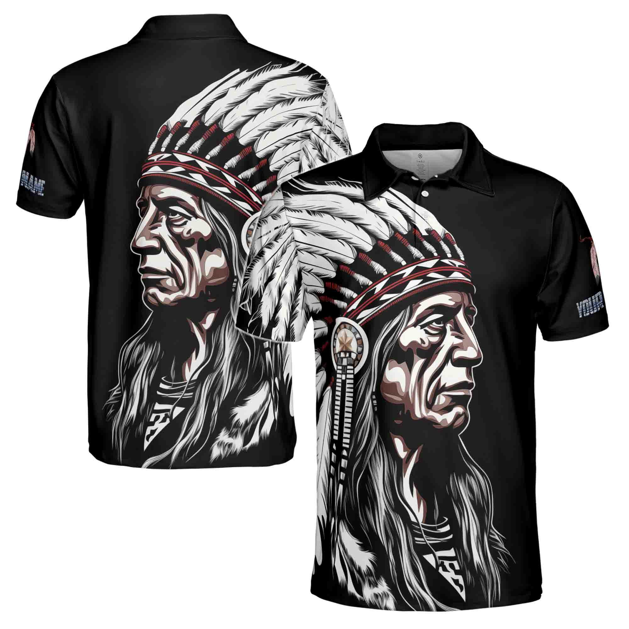 Personalized Name Native American Indian Chief Cherokee Men's Polo Shirt