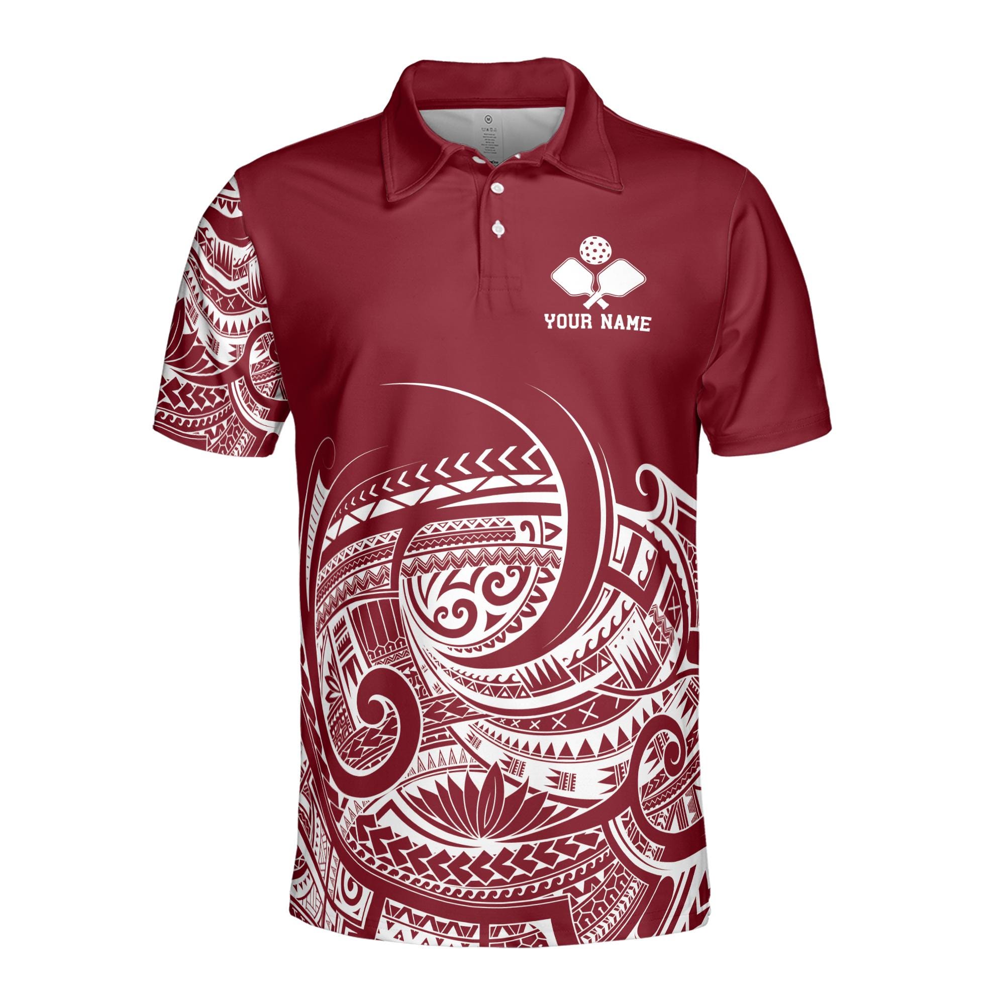 Alternative view of Personalized Name Red Viking Tribal Pickleball Men's Polo Shirt