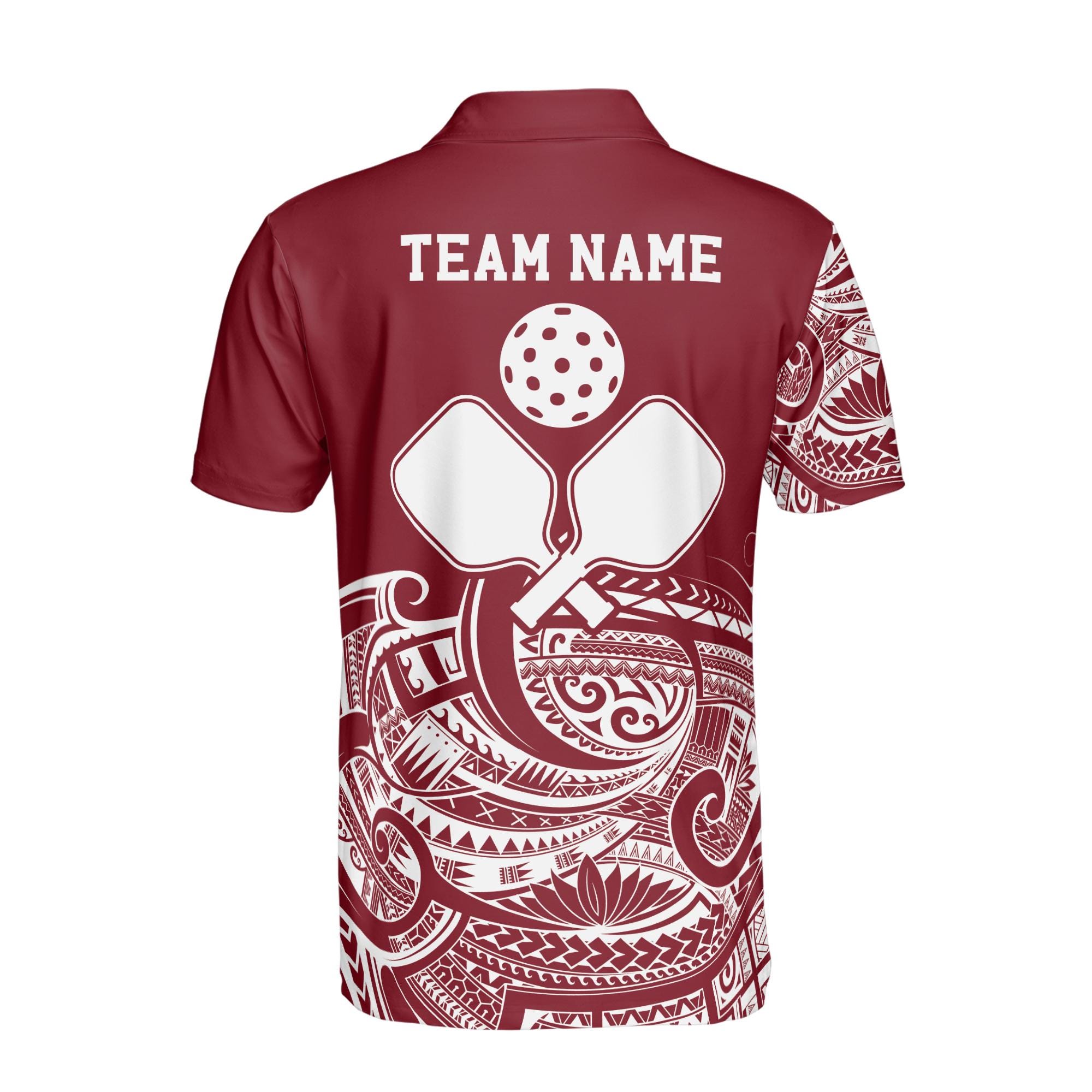 Personalized Name Red Viking Tribal Pickleball Men's Polo Shirt - Image 3