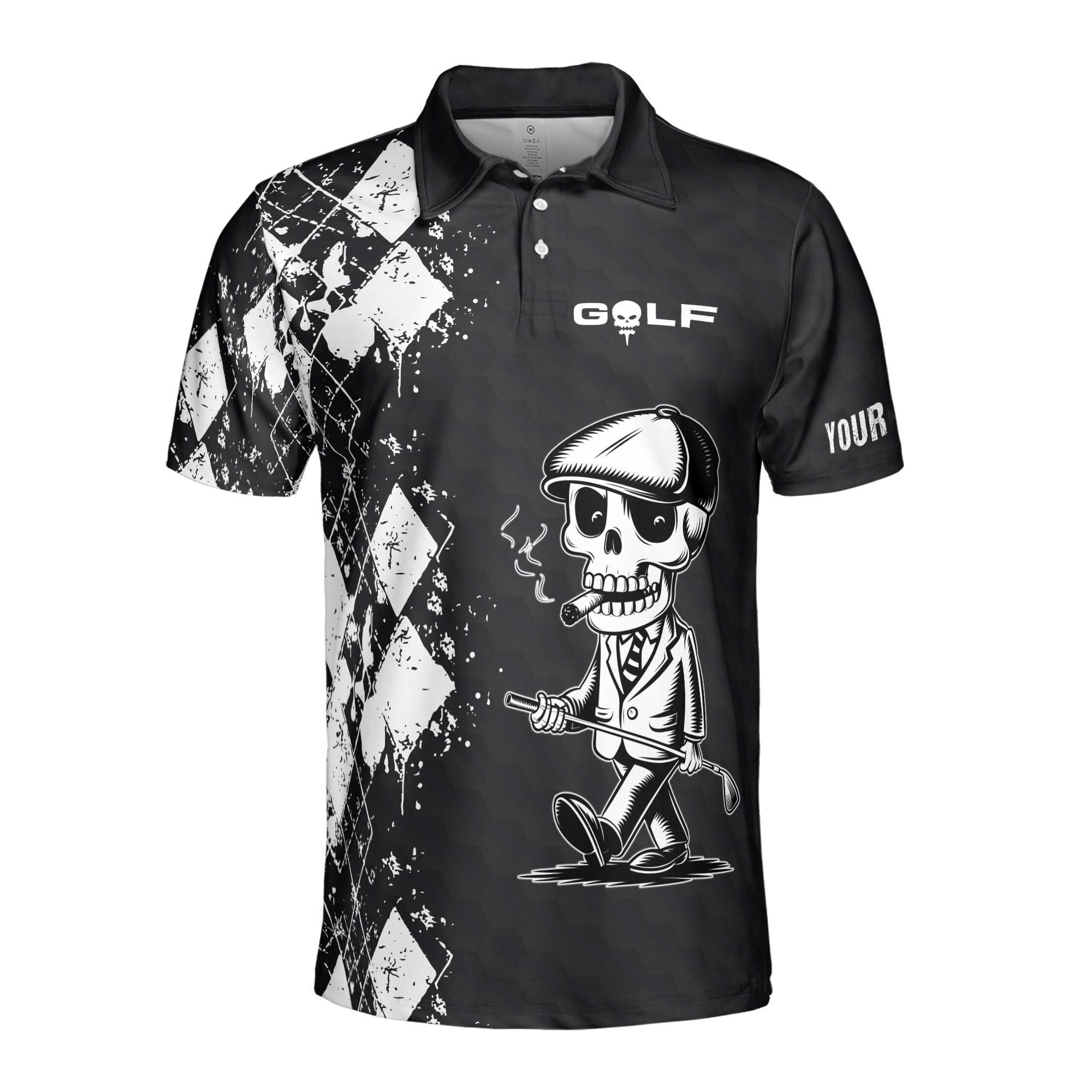 Alternative view of Personalized Name Skull Golfer I've Come To Play With You Again Men's Polo Shirt