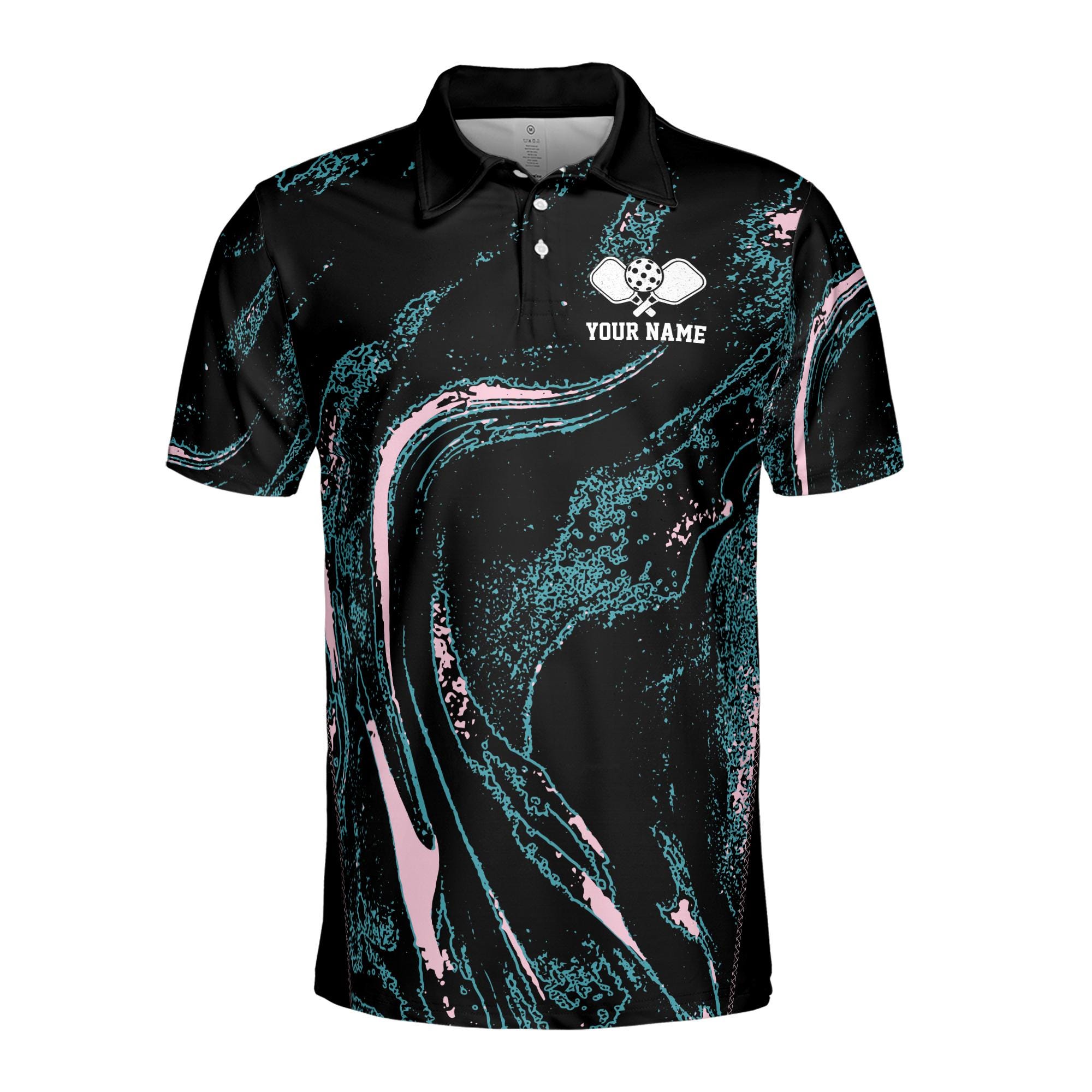 Alternative view of Personalized Name Streak Splatter Pattern Pickleball Men's Polo Shirt