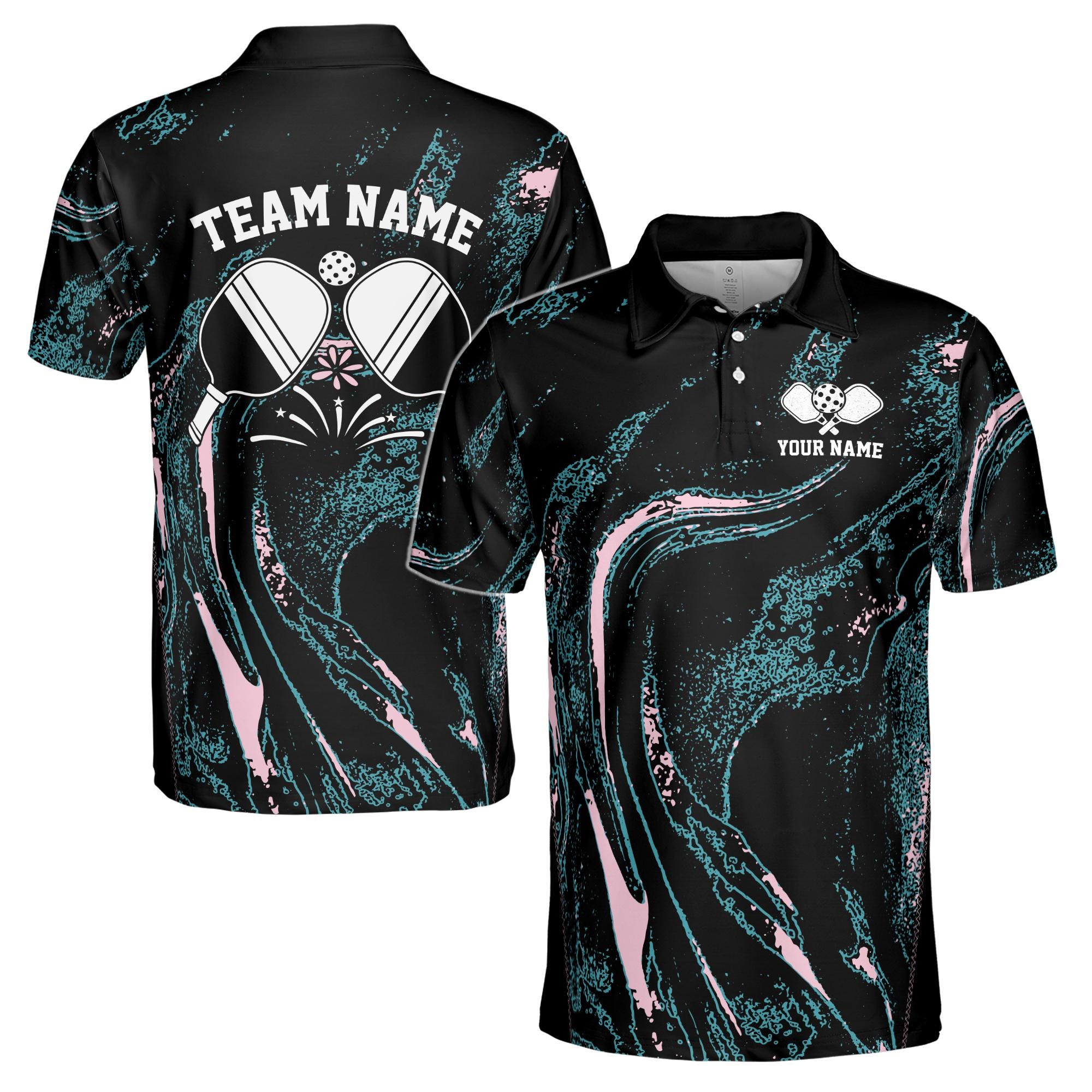 Personalized Name Streak Splatter Pattern Pickleball Men's Polo Shirt