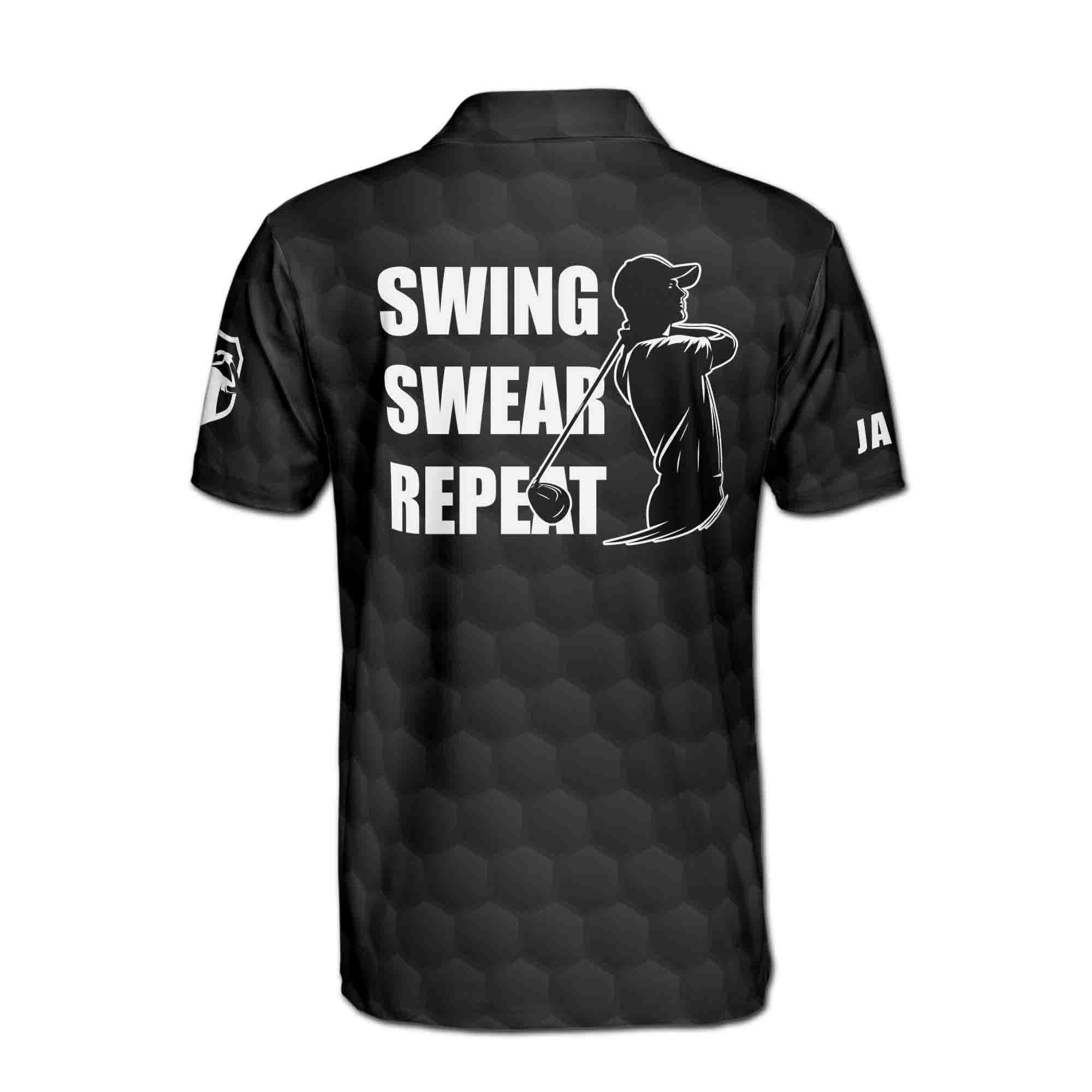Personalized Name Swing Swear Repeat Golf Lover Men's Polo Shirt - Image 5