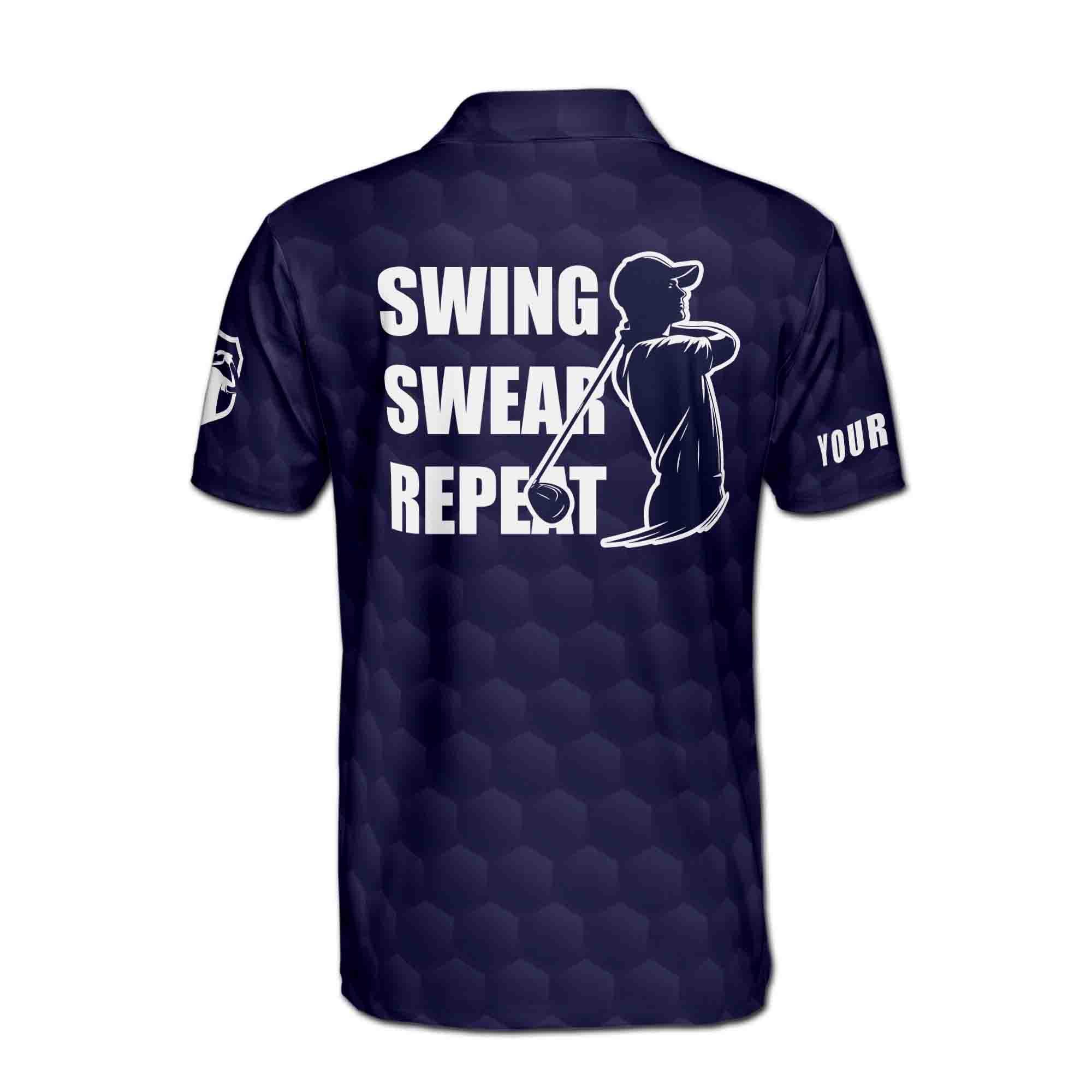 Personalized Name Swing Swear Repeat Golf Lover Men's Polo Shirt - Image 4