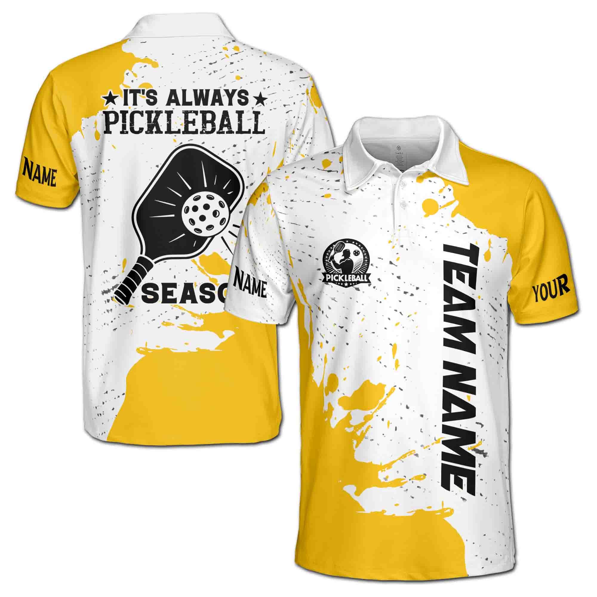 Alternative view of Personalized Name Team Always Pickleball Season Men's Polo Shirt