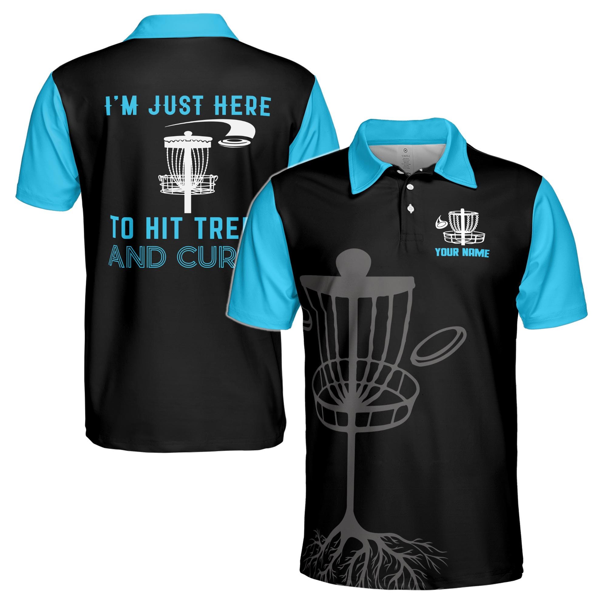 Personalized Name Team Disc Golf I'm Just Here Hit Trees Men's Polo Shirt