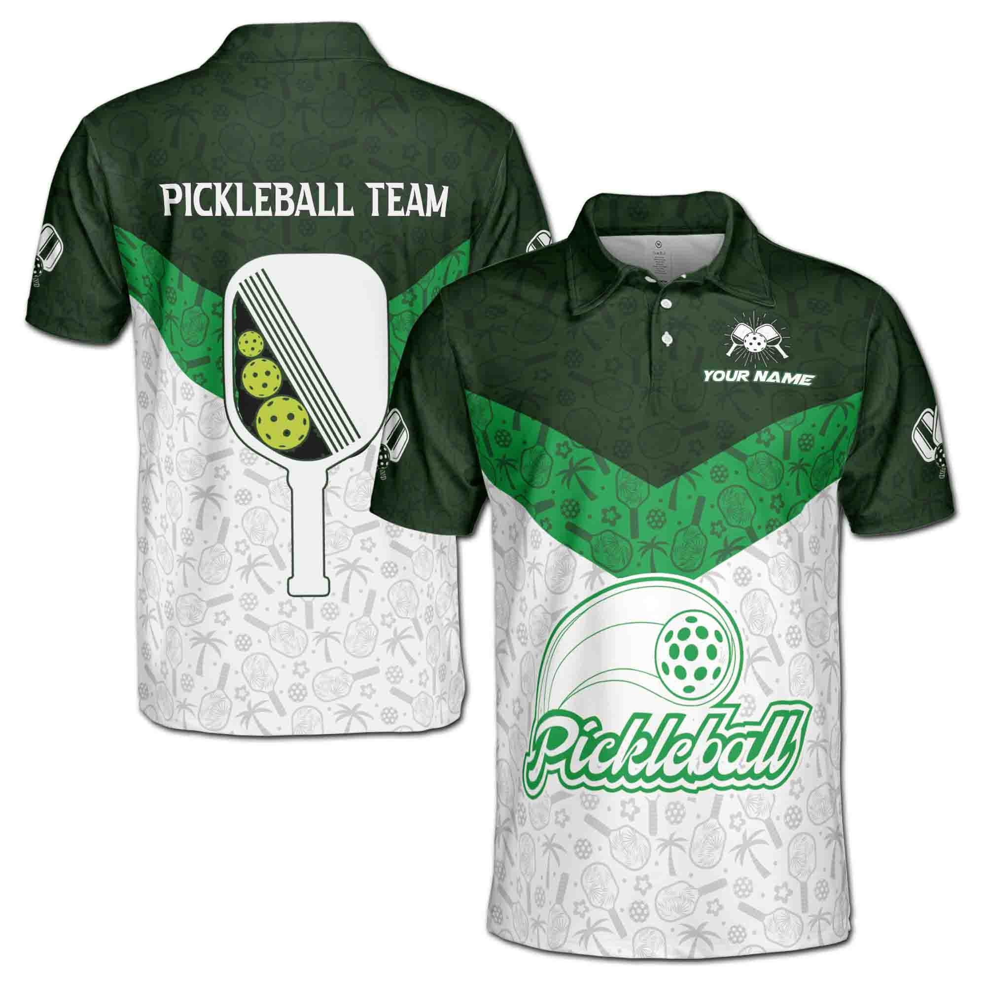 Alternative view of Personalized Name Team Funny Hawaiian Pattern Pickleball Lover Men's polo Shirt