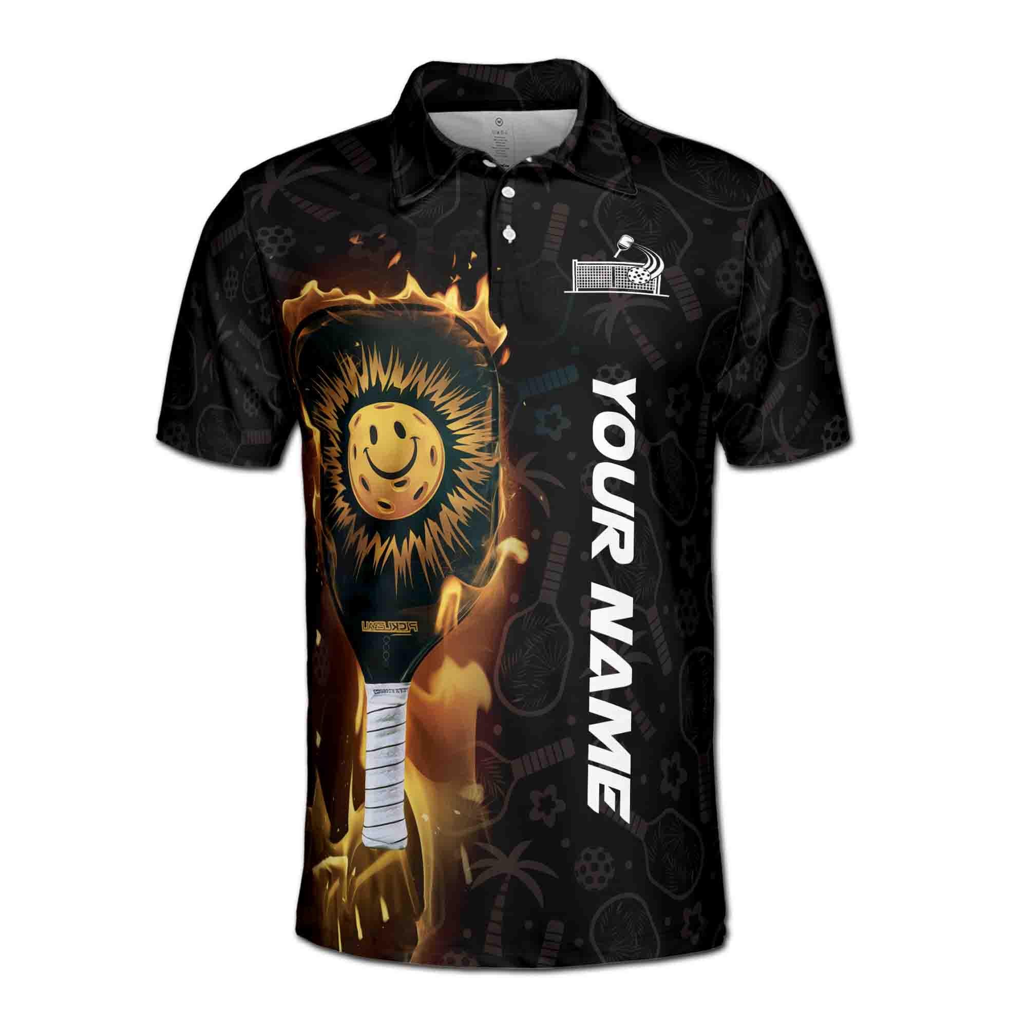 Alternative view of Personalized Name Team Funny Pickleball Paddle Pattern Men's Polo Shirt