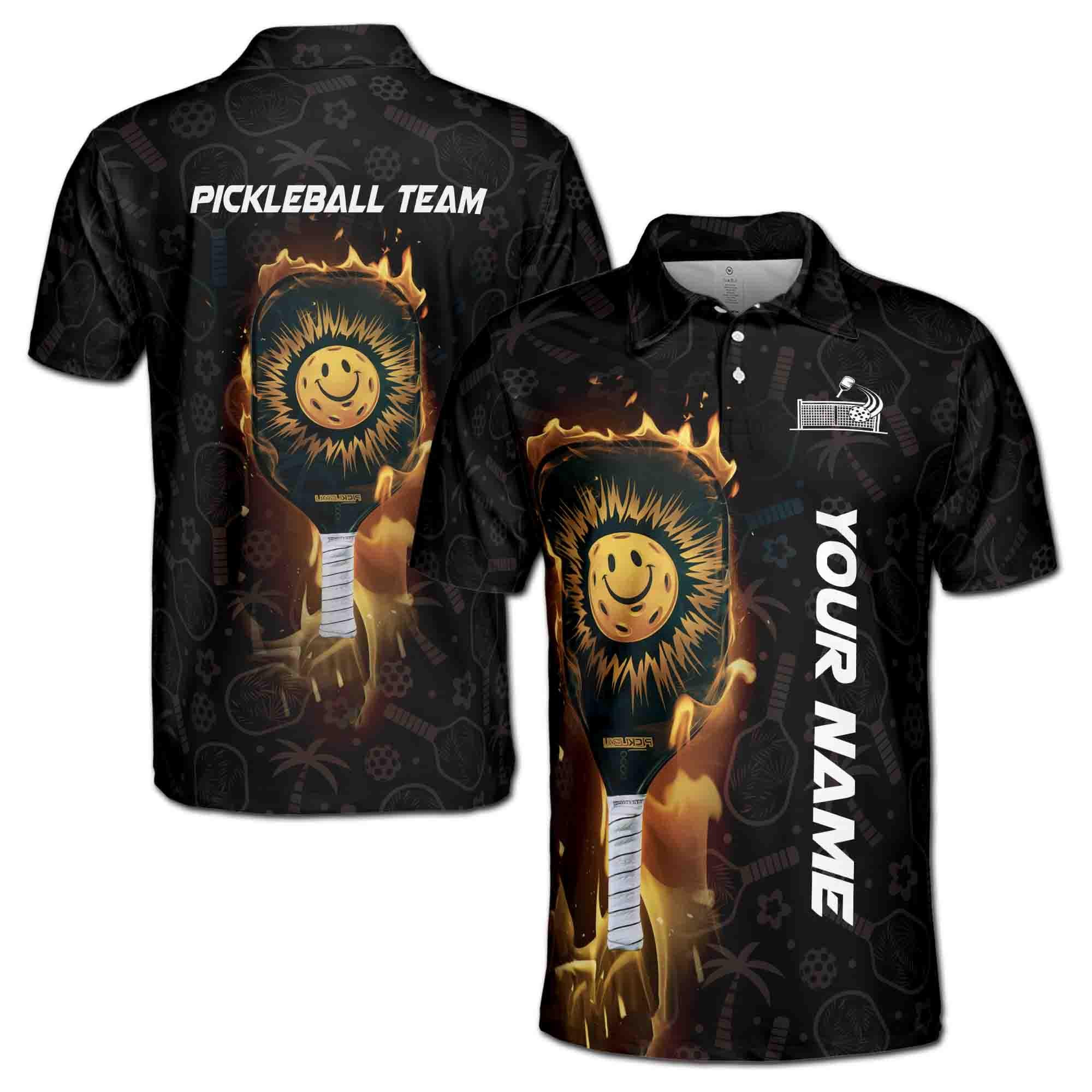 Personalized Name Team Funny Pickleball Paddle Pattern Men's Polo Shirt