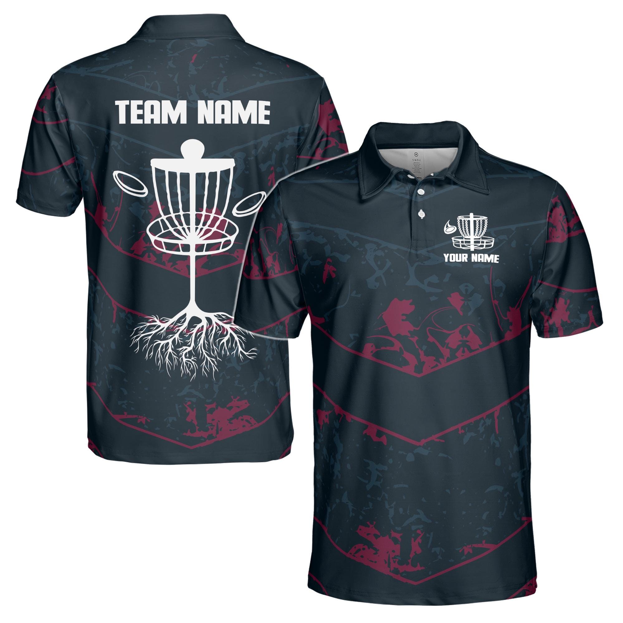 Personalized Name Team Name Disc Golf Lover Black Red Men's Polo Shirt