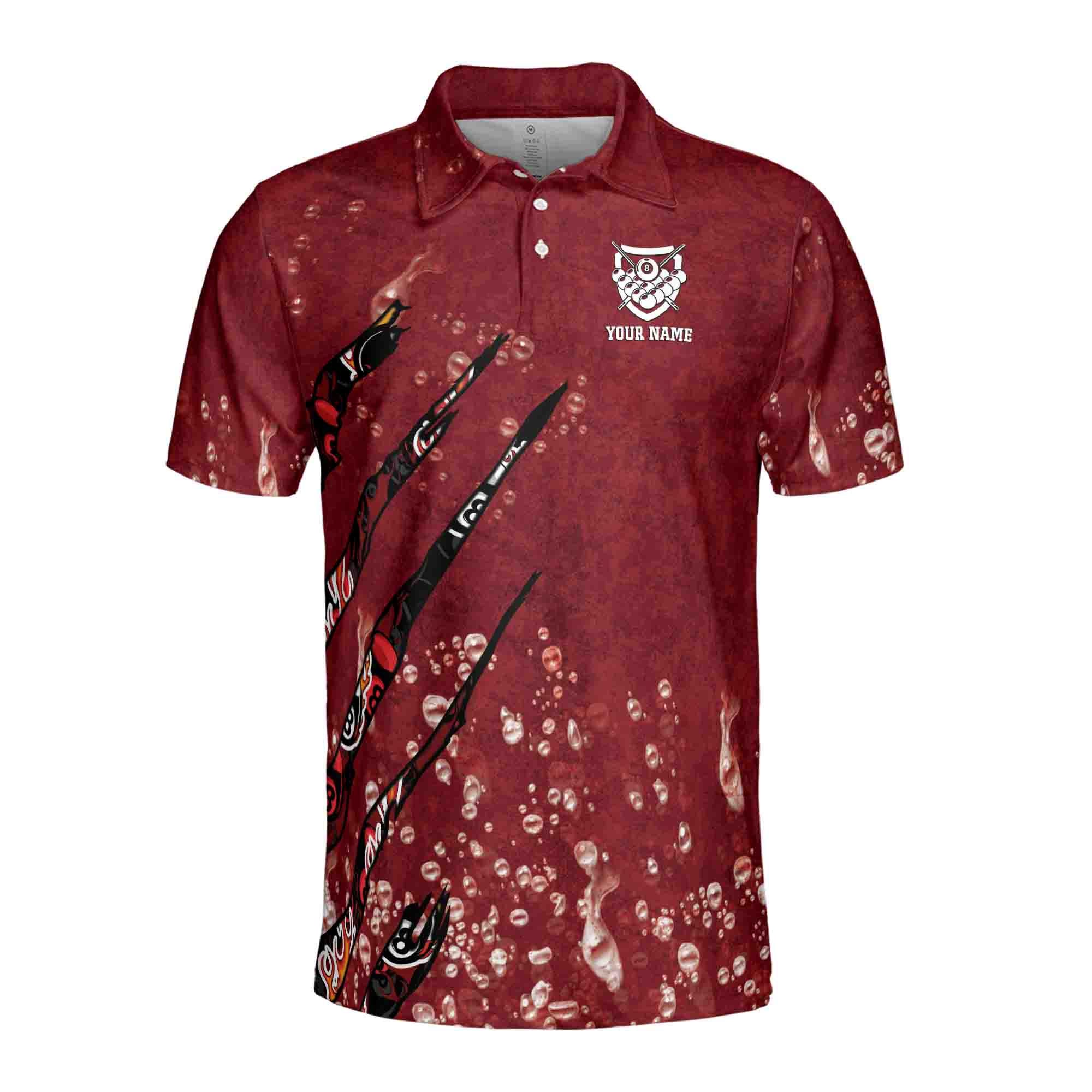Alternative view of Personalized Name Team Name Maroon 8 Balls Pool Billiard Men's Polo Shirt